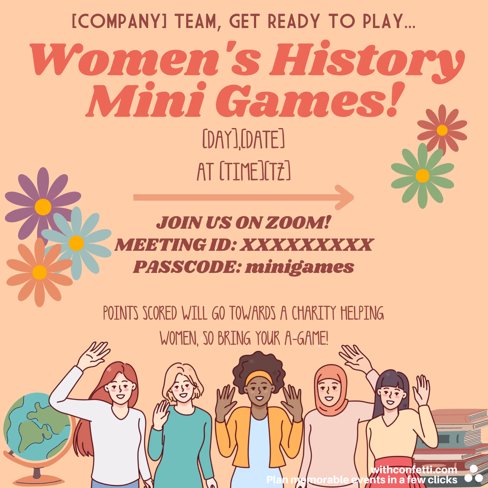 Women's History Mini Games - Event Invitation Sample