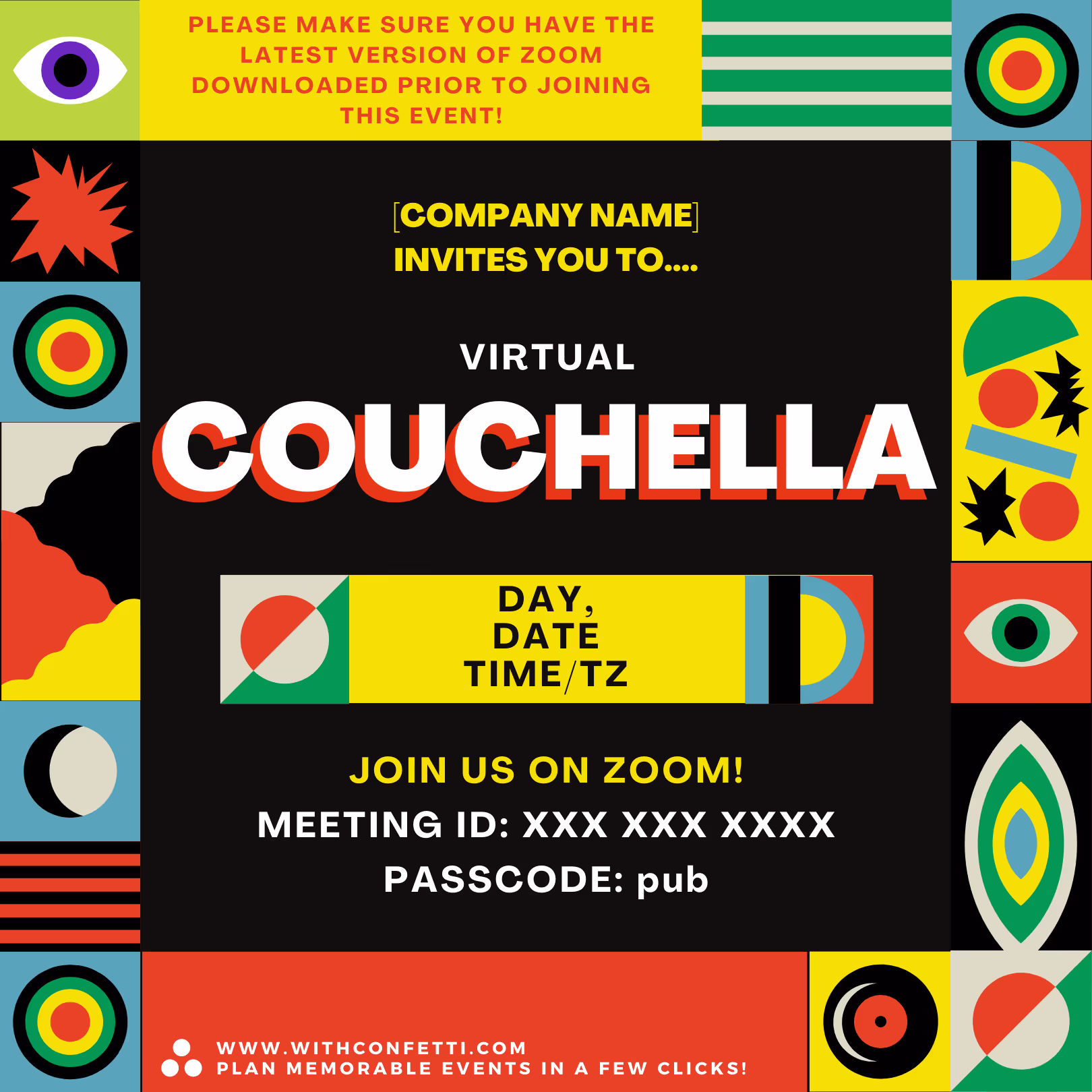 Couchella - Event Invitation Sample