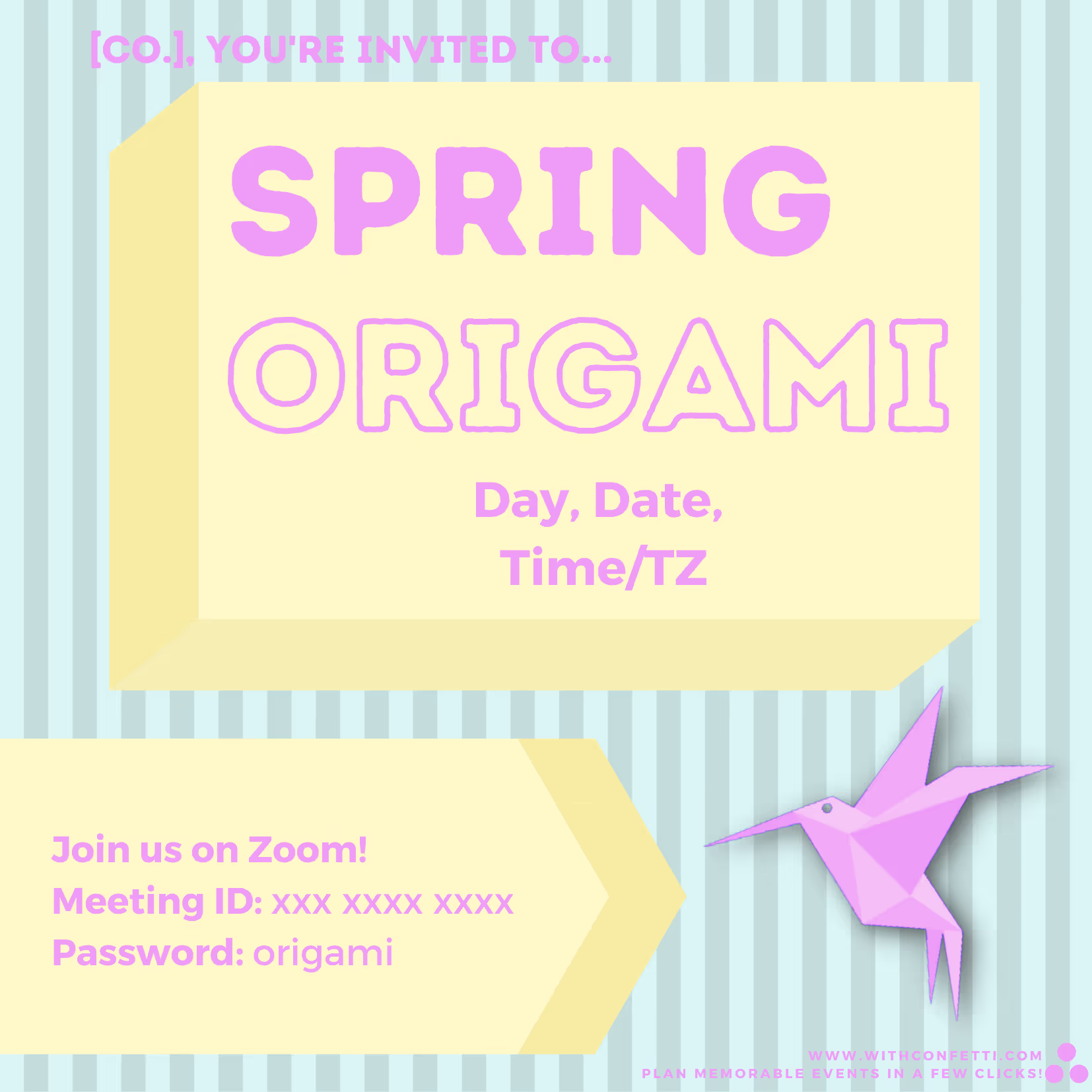 Spring Origami Class - Event Invitation Sample