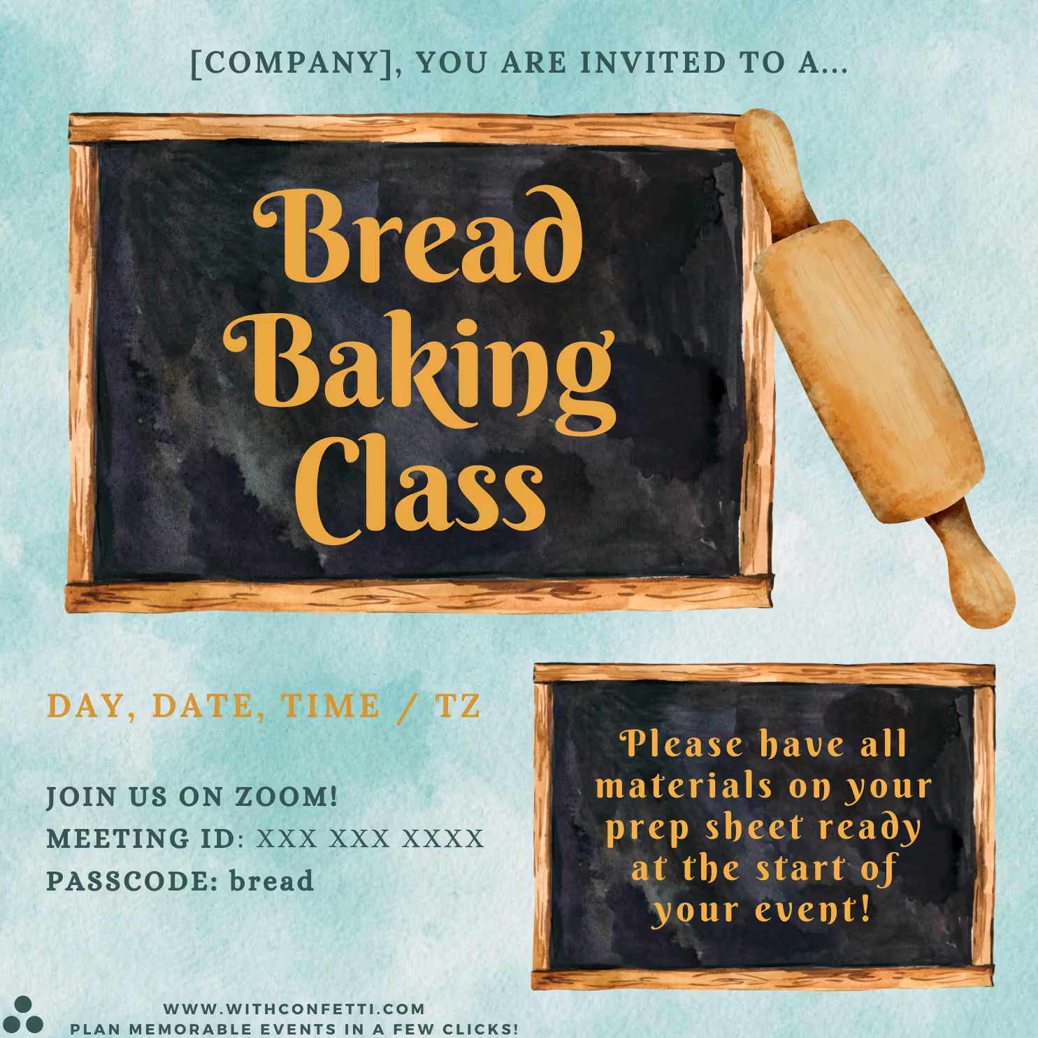 Bread Baking Class - Event Invitation Sample