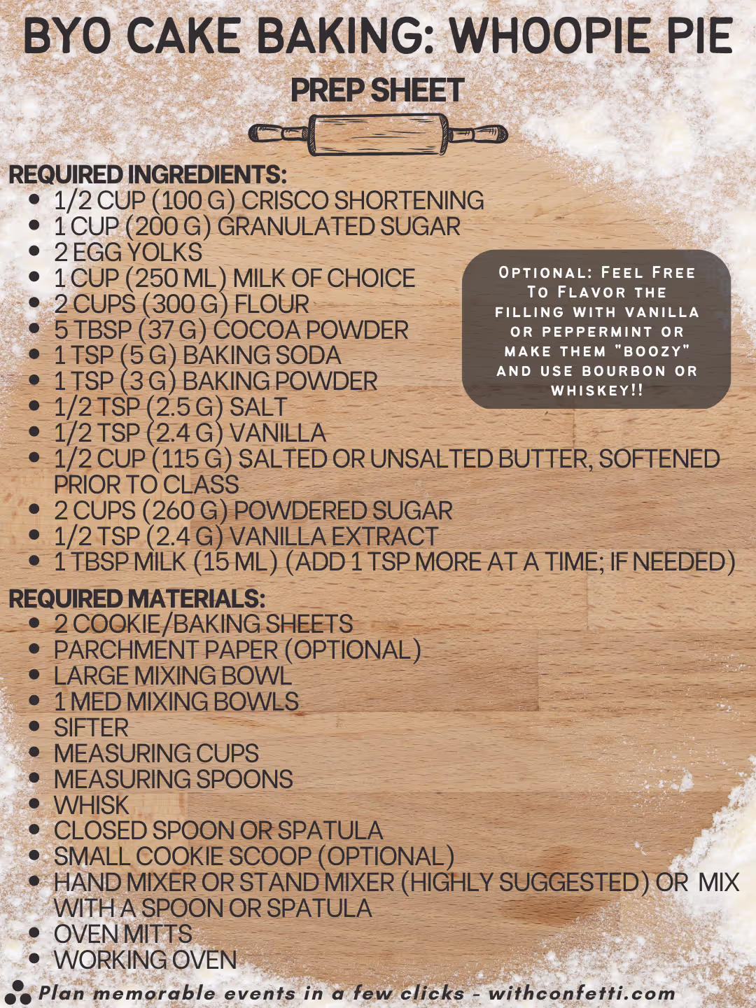 Whoopie Pie Prep List