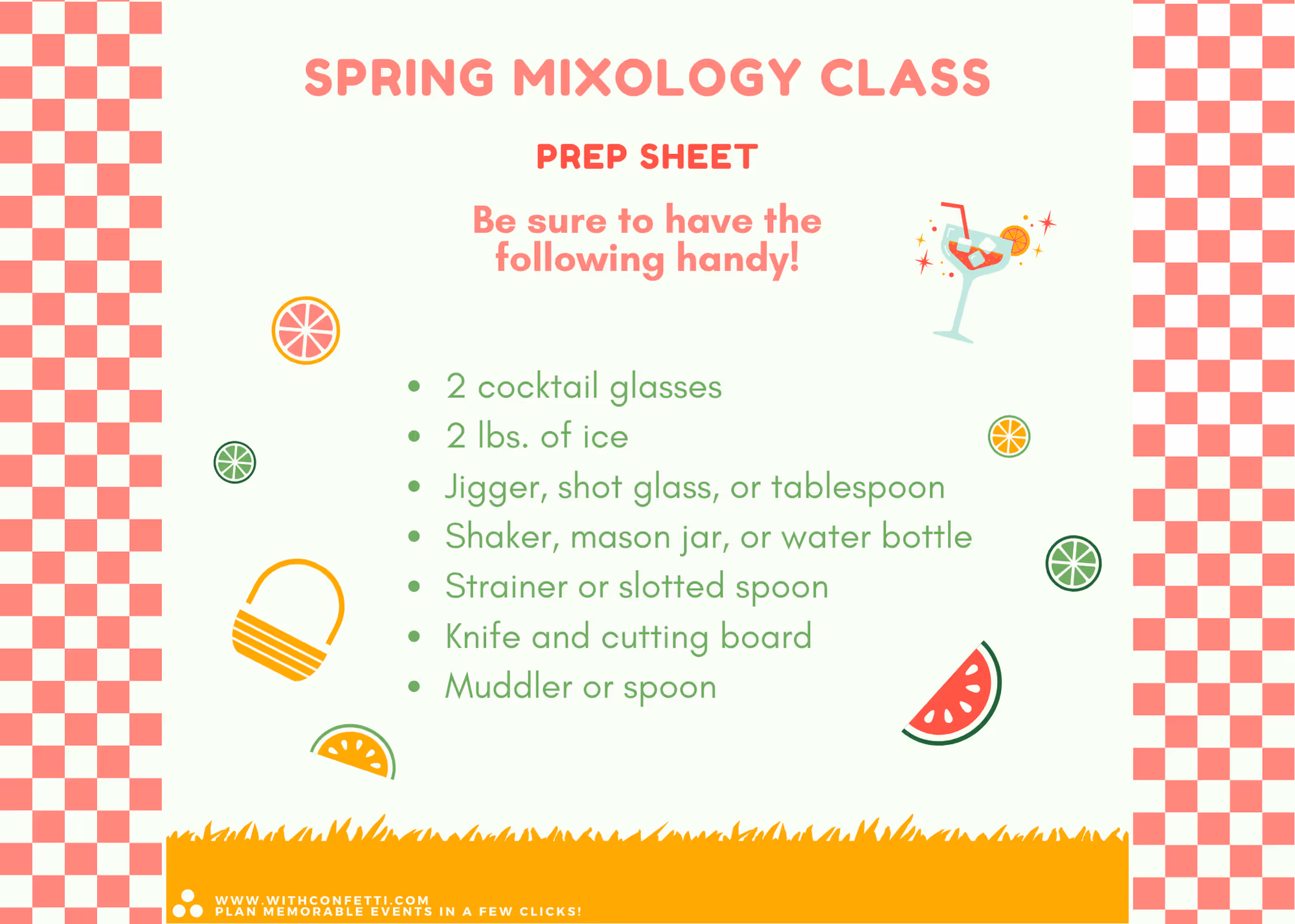 Spring Mixology Class Supplies