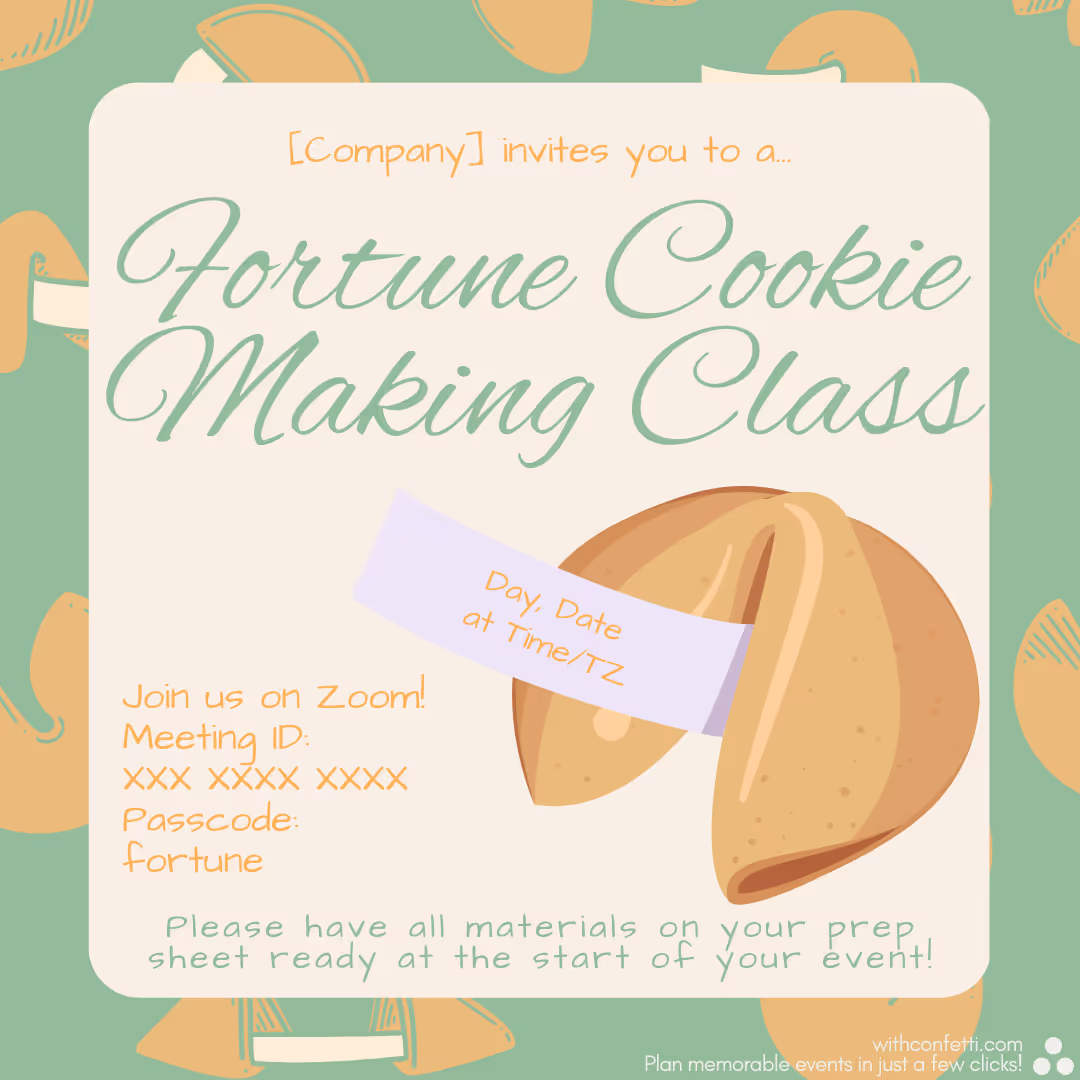 Fortune Cookie Making Class - Event Invitation Sample