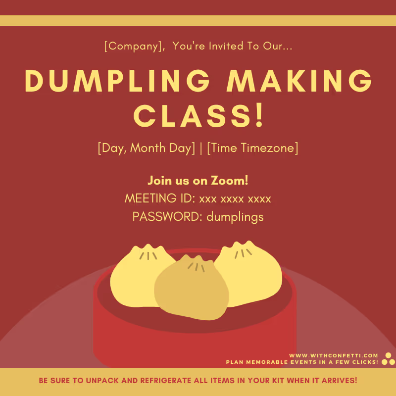 Dumpling Making Class - Event Invitation Sample