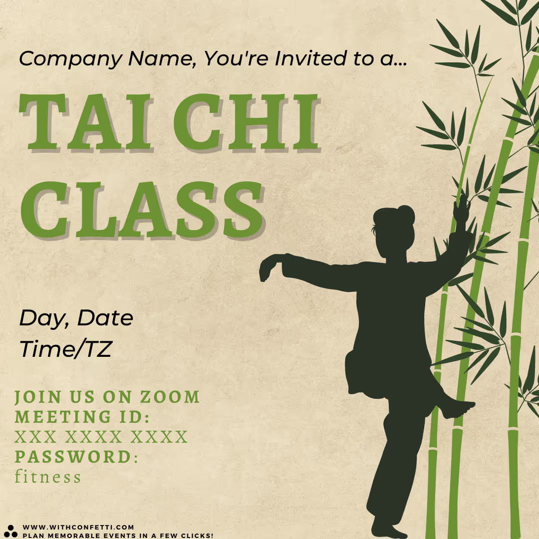 Tai Chi Class - Event Invitation Sample
