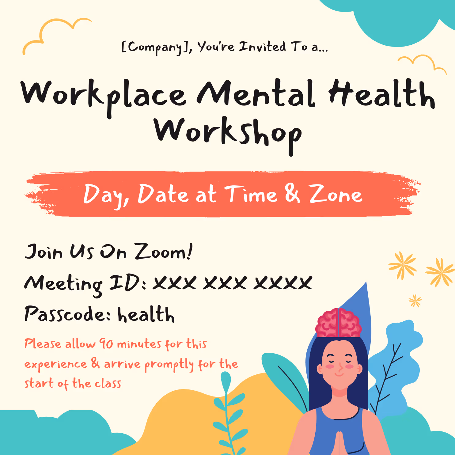 Workplace Mental Health Workshop - Event Invitation Sample