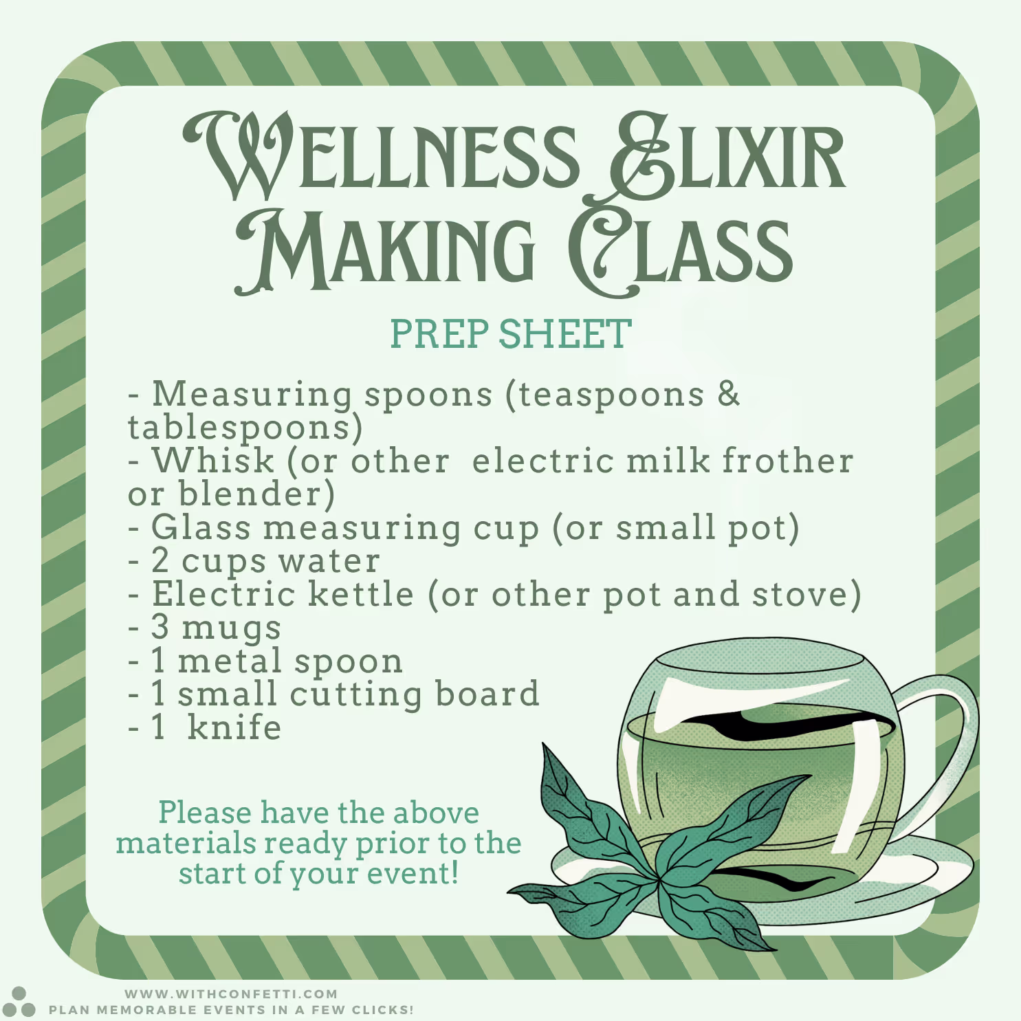 Wellness Elixir Making Class Supplies