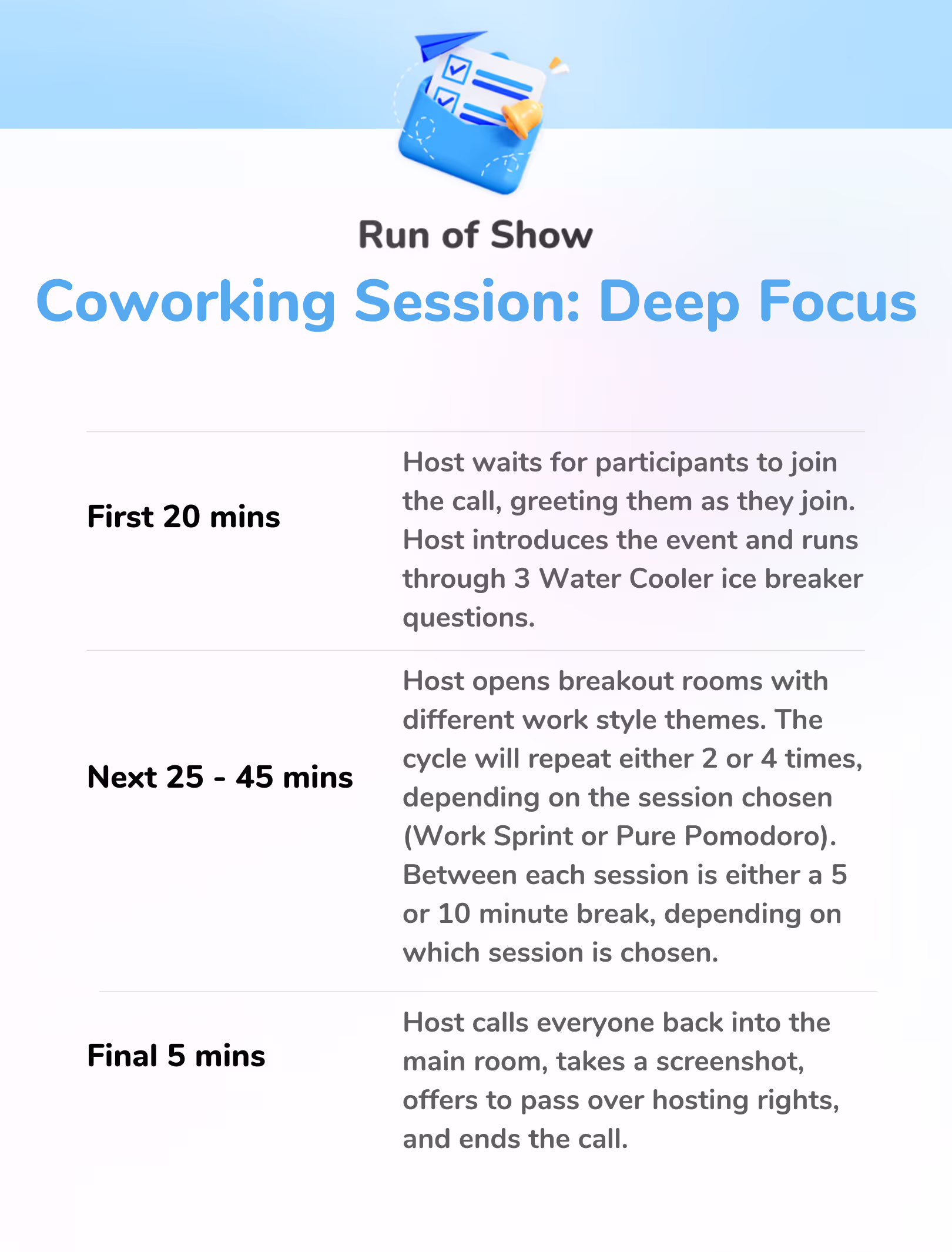 Coworking Session: Deep Focus - Run of Show