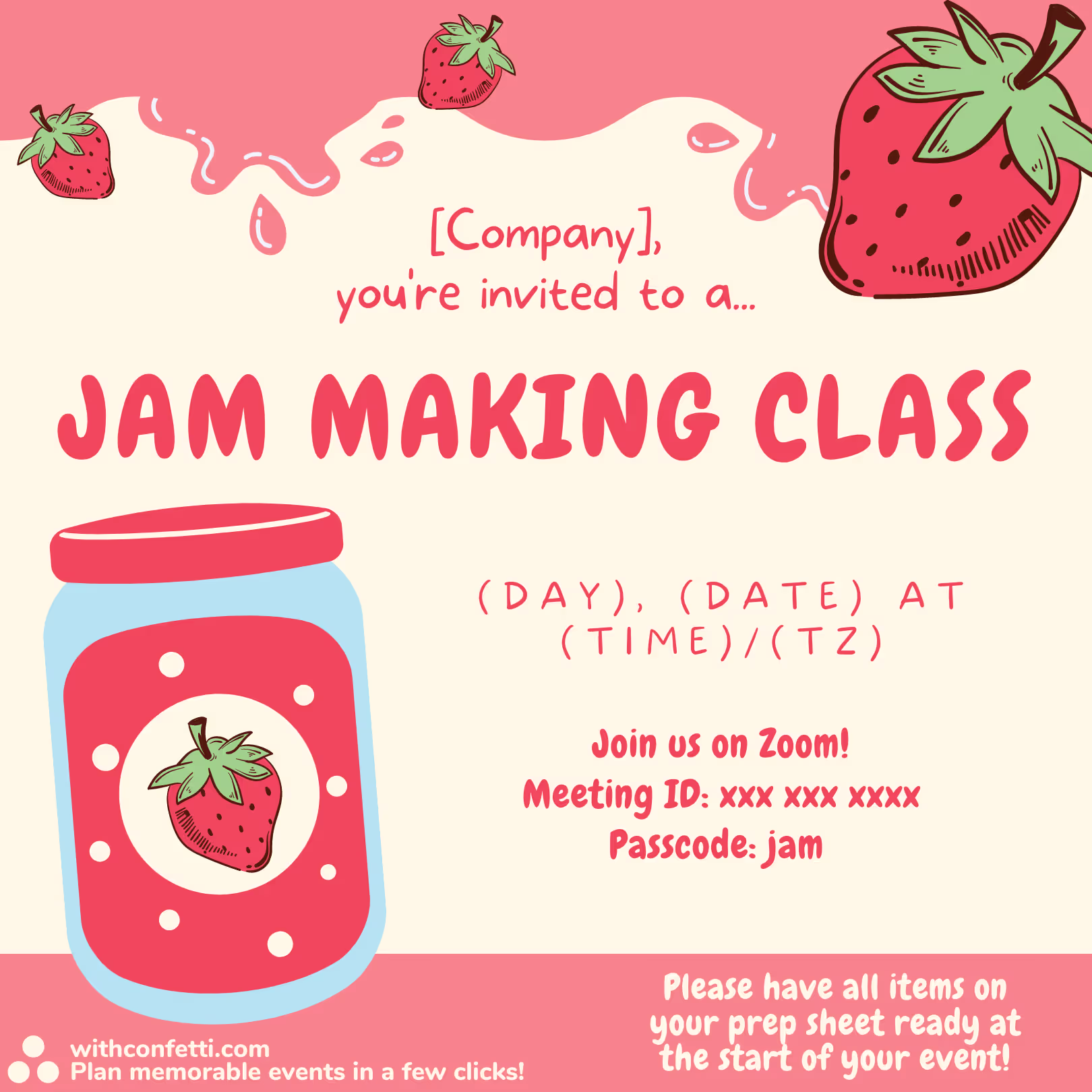 BYO Jam Making Class - Event Invitation Sample