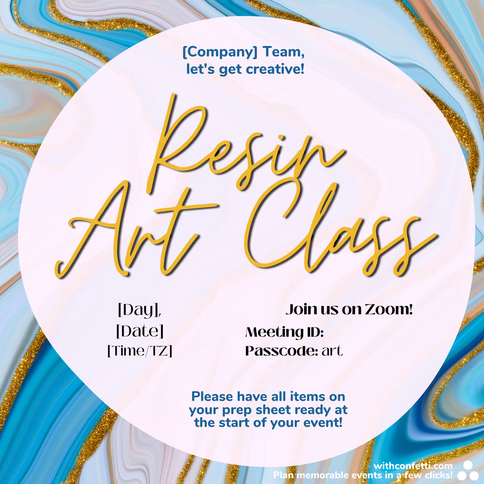 Resin Art Class - Event Invitation Sample