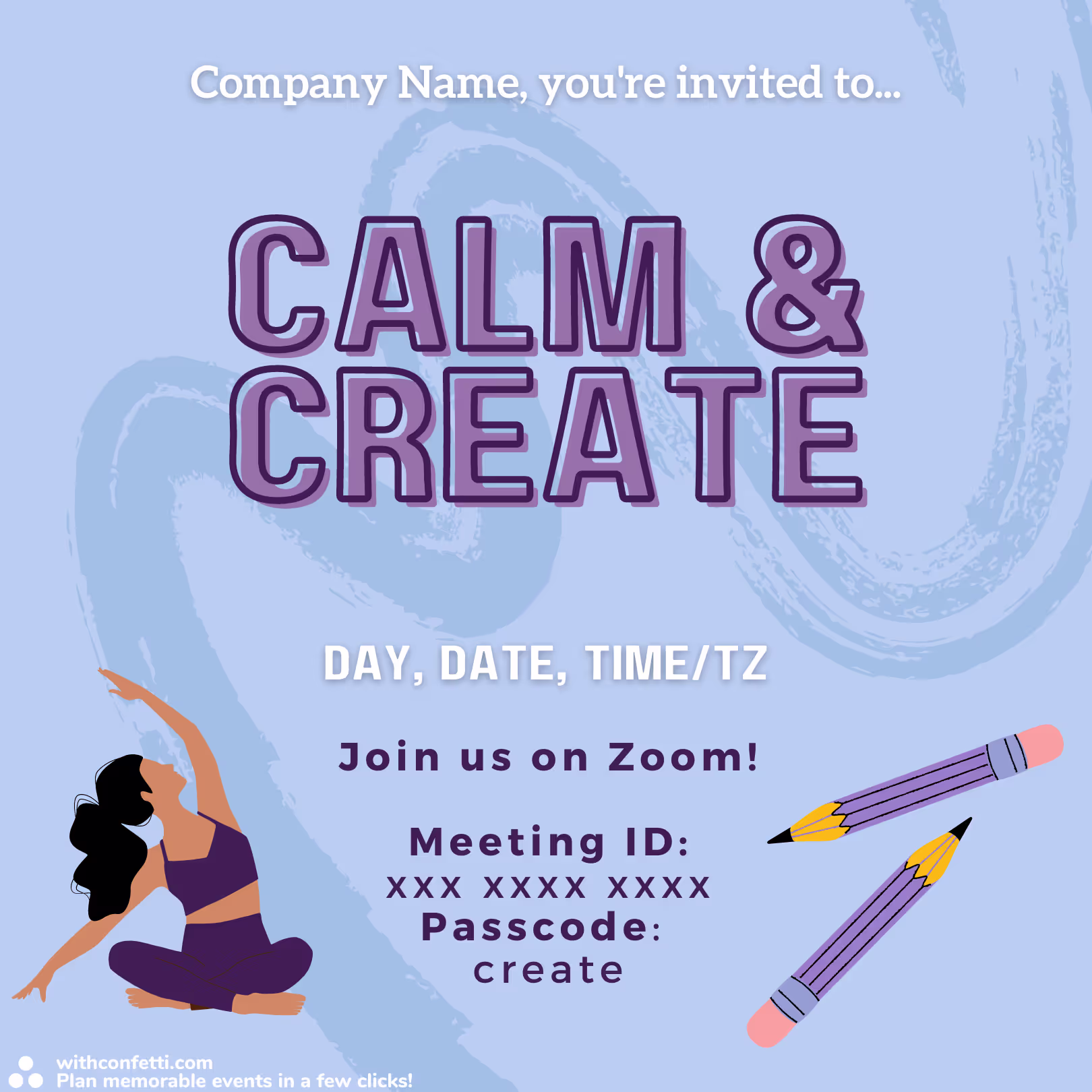 Calm and Create - Event Invitation Sample