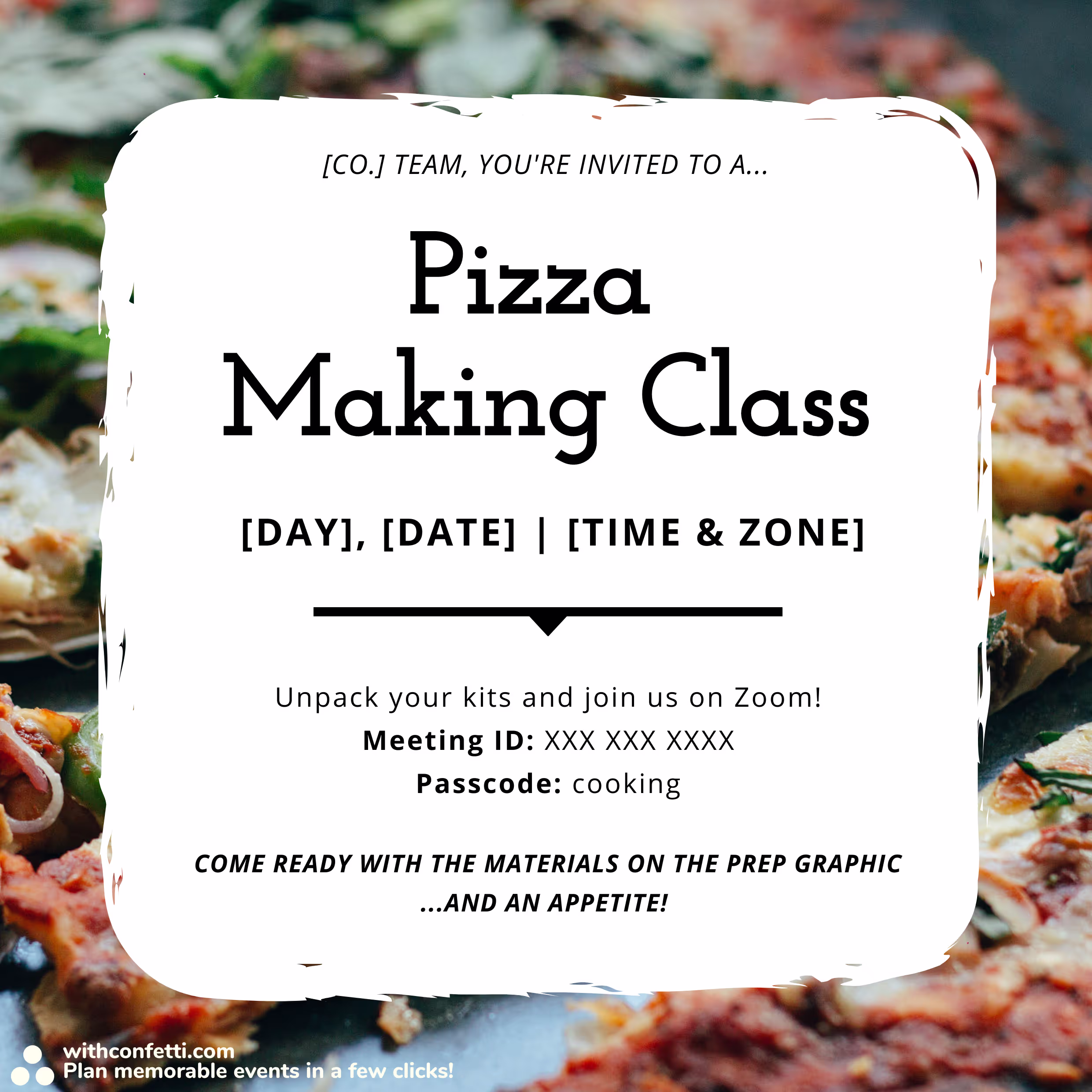 Pizza Making Class - Event Invitation Sample