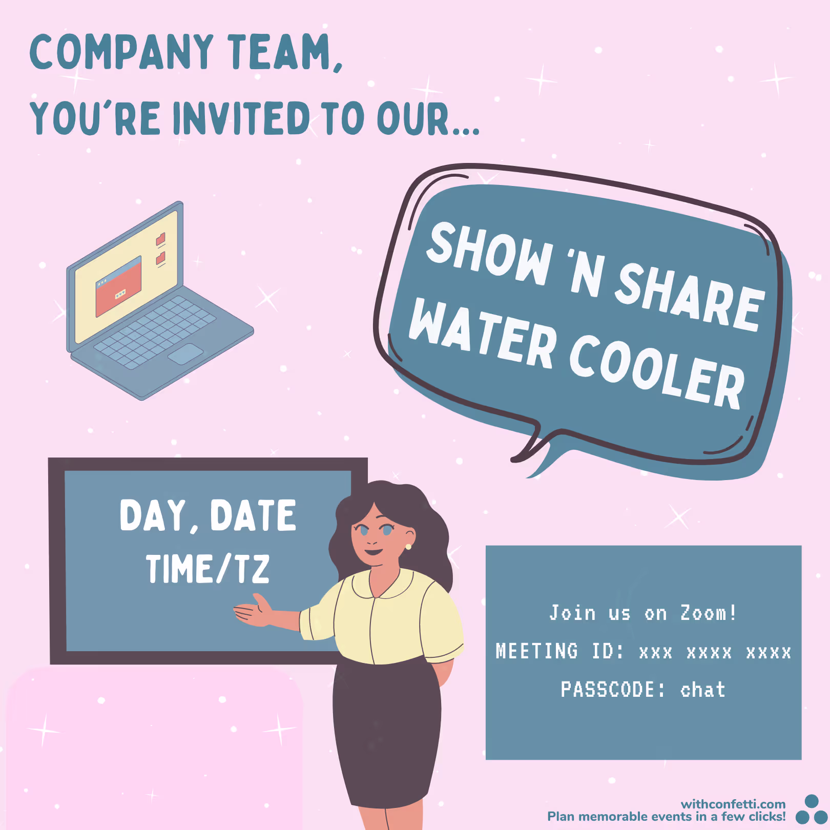 Show 'n Share Water Cooler - Event Invitation Sample