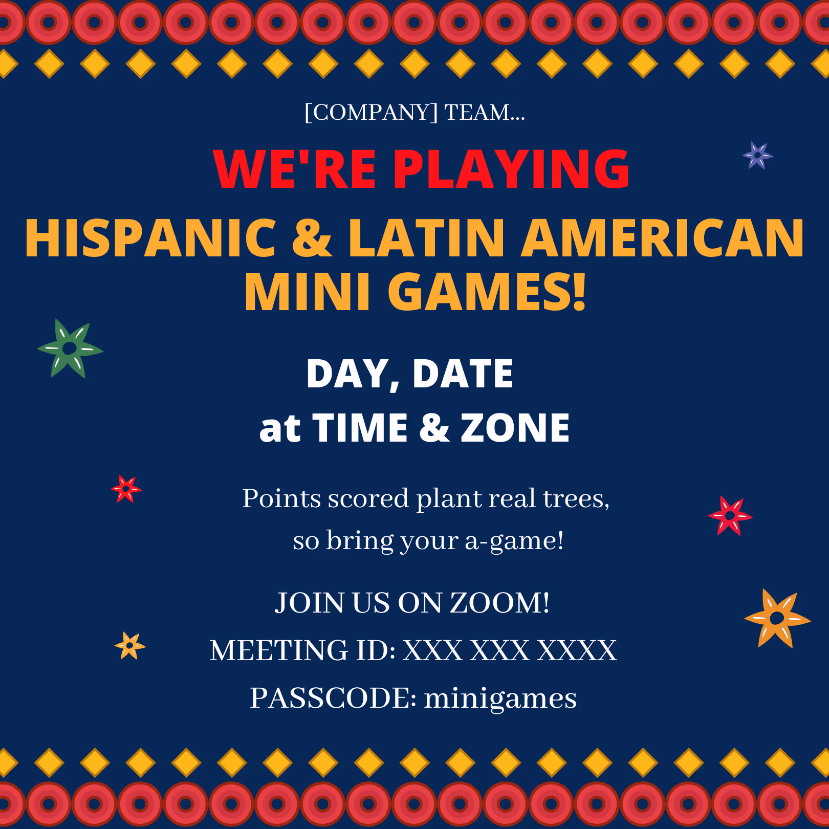 Hispanic & Latin American Mini Games - Event Invitation Sample
