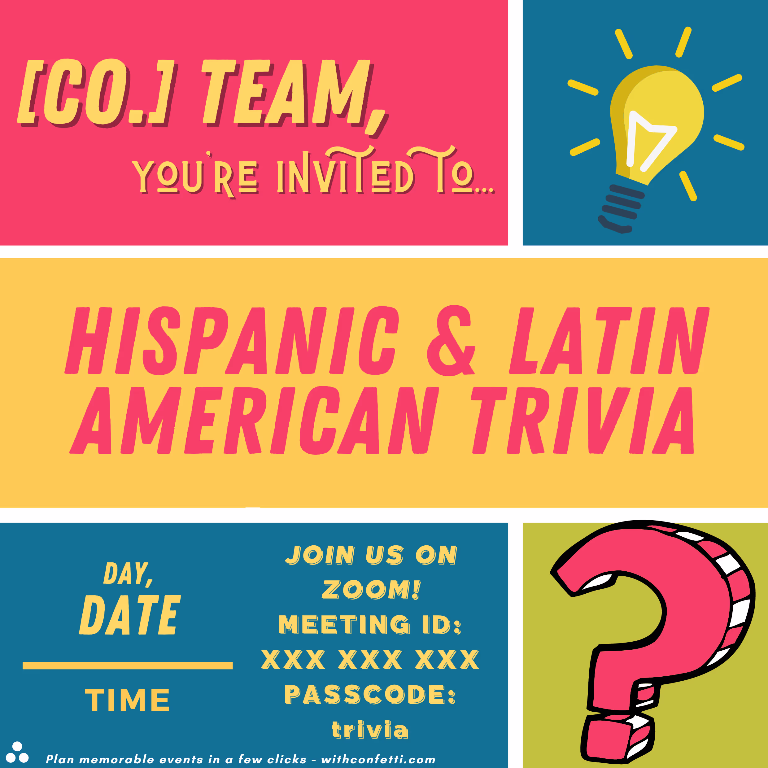 Hispanic & Latin American Trivia - Event Invitation Sample