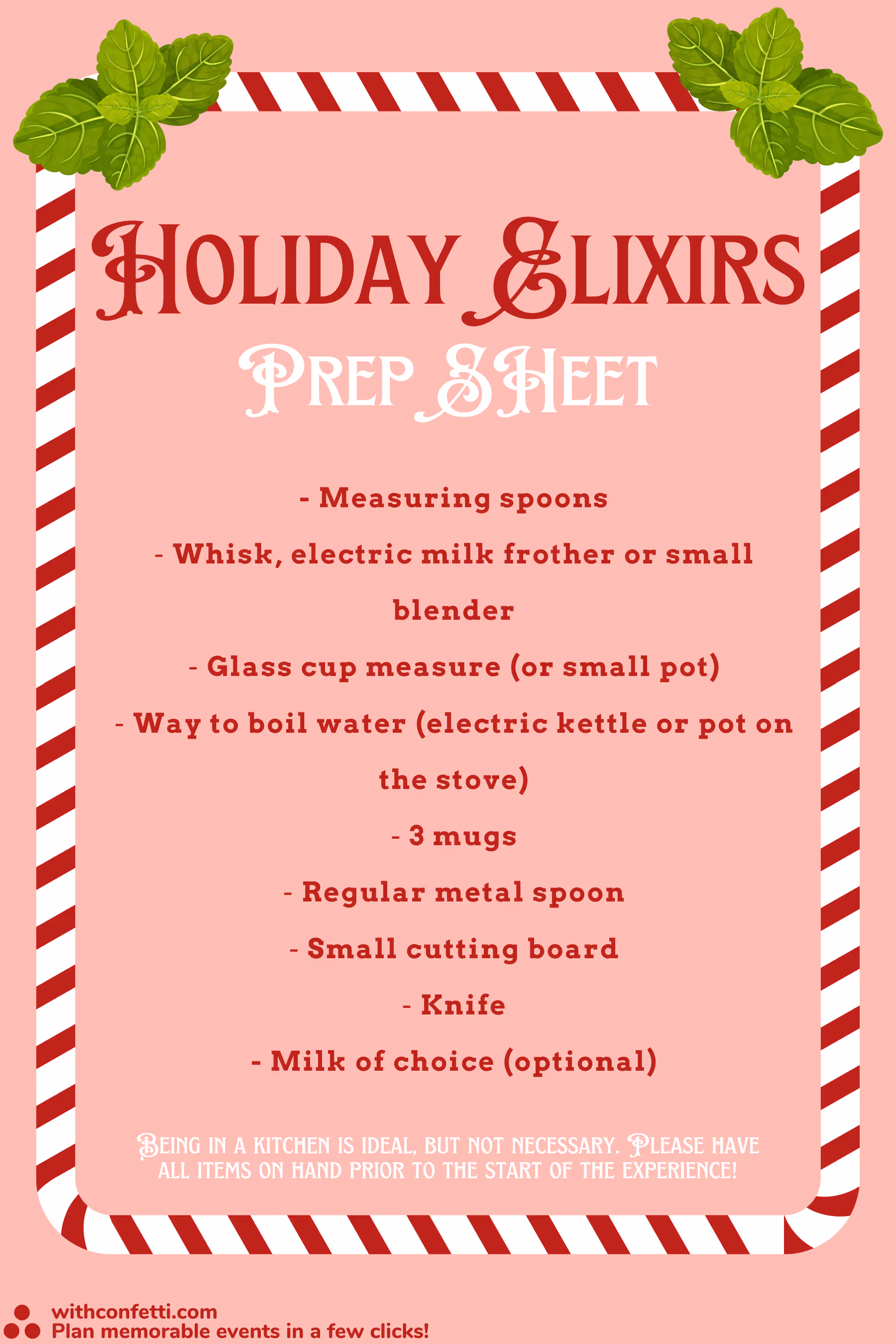 Holiday Elixir Making Class Supplies 