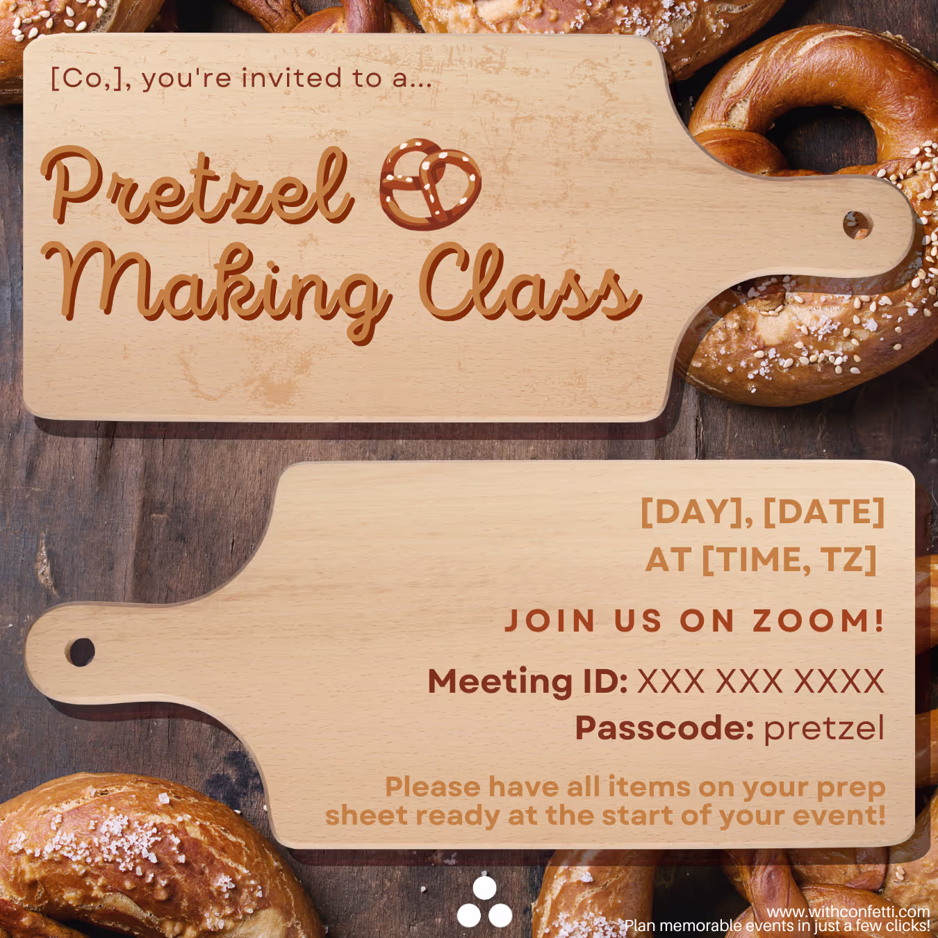 BYO Pretzel Making Class - Event Invitation Sample