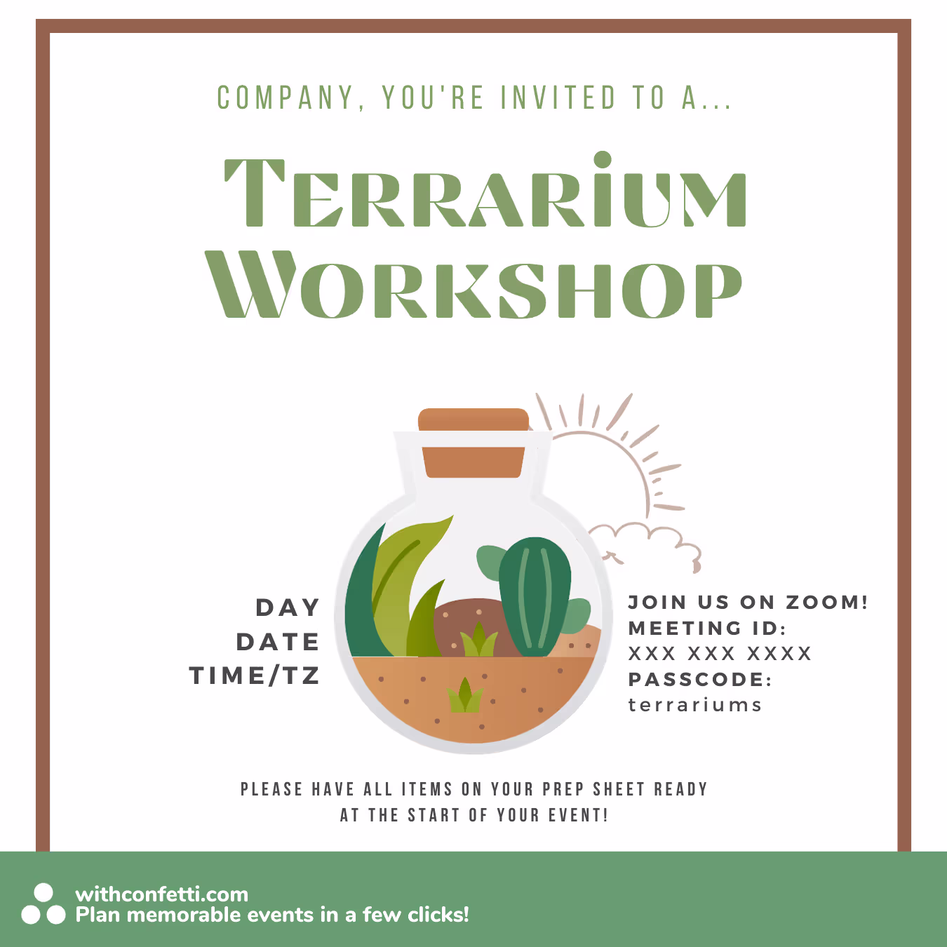 Terrarium Workshop - Event Invitation Sample