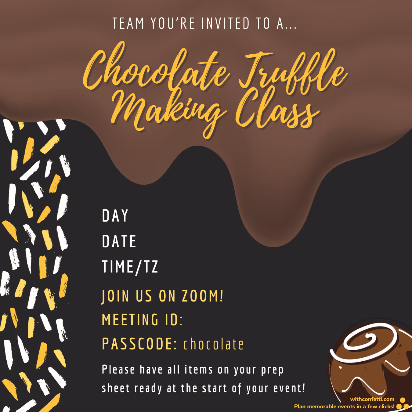 BYO Chocolate Truffle Making Class - Event Invitation Sample