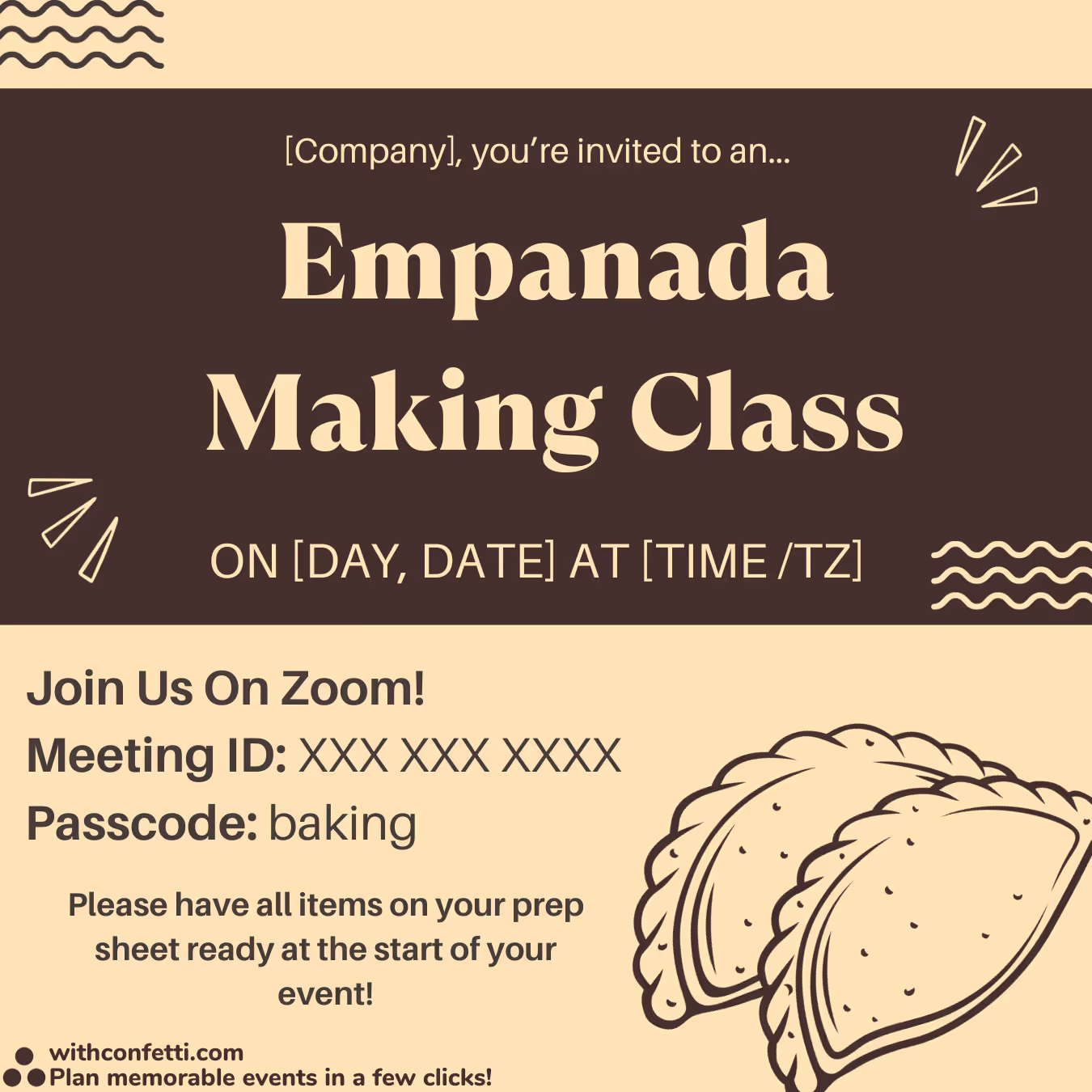 BYO Empanada Making Class - Event Invitation Sample