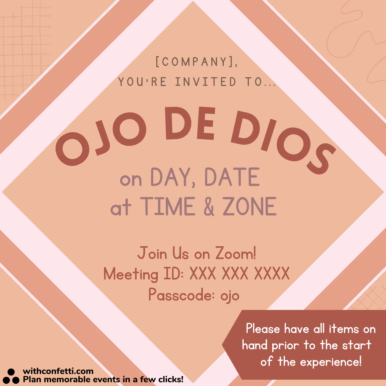 BYO Ojo de Dios Crafting Class - Event Invitation Sample