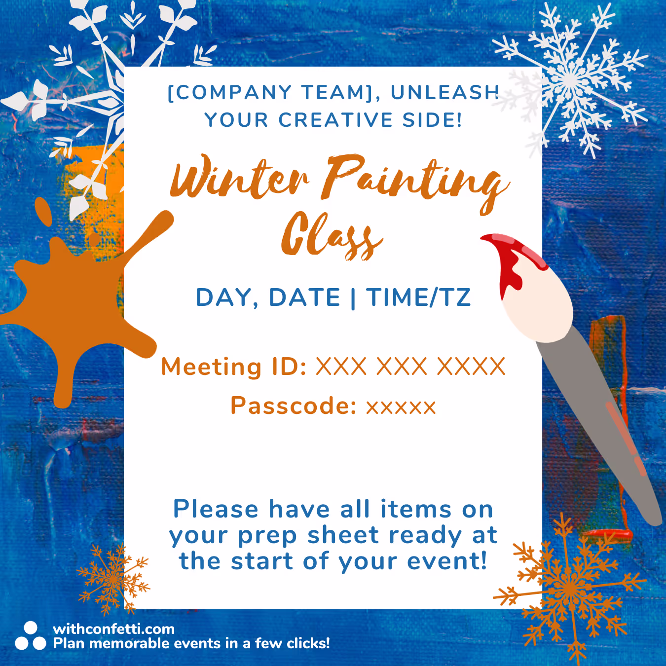 BYO Winter Painting Class - Event Invitation Sample