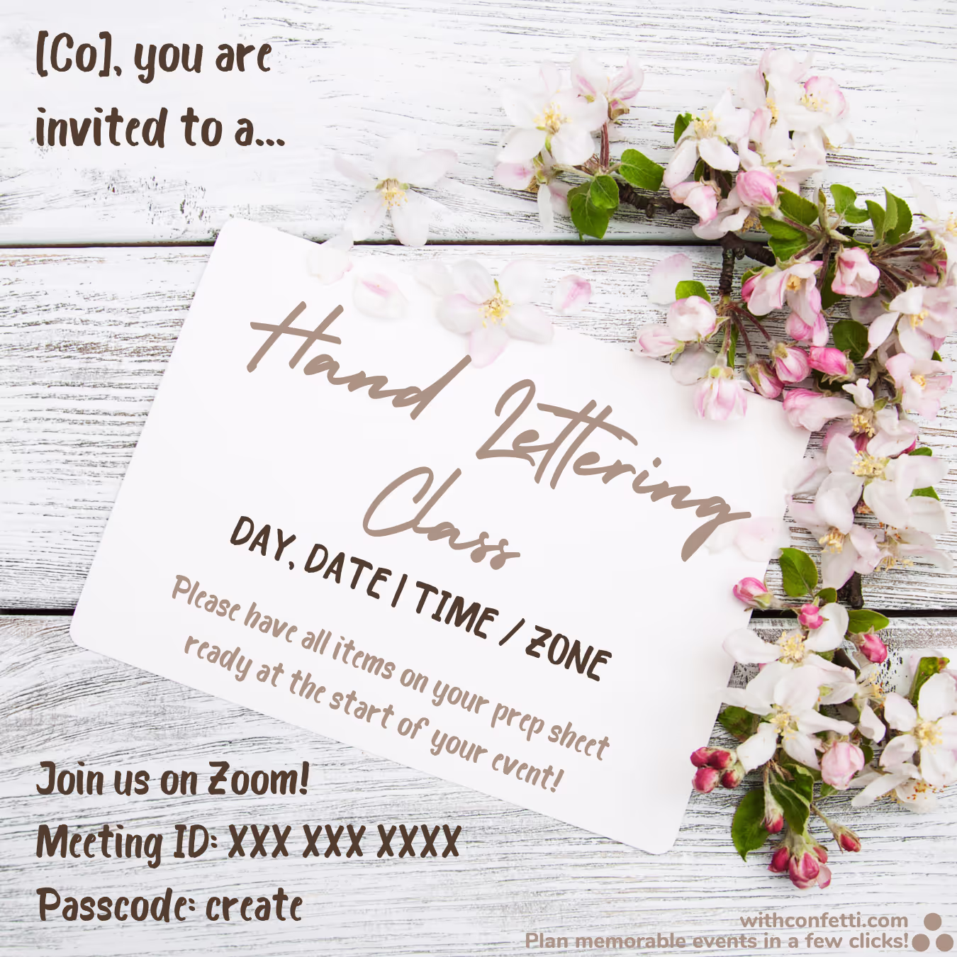 BYO Hand Lettering Class - Event Invitation Sample