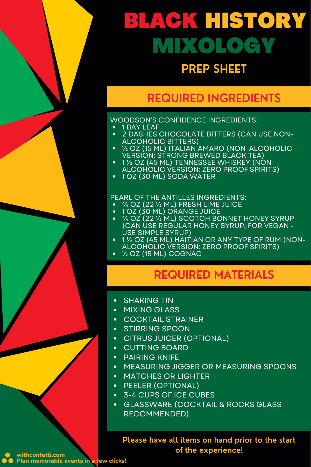 BYO Black History Mixology Class Prep List