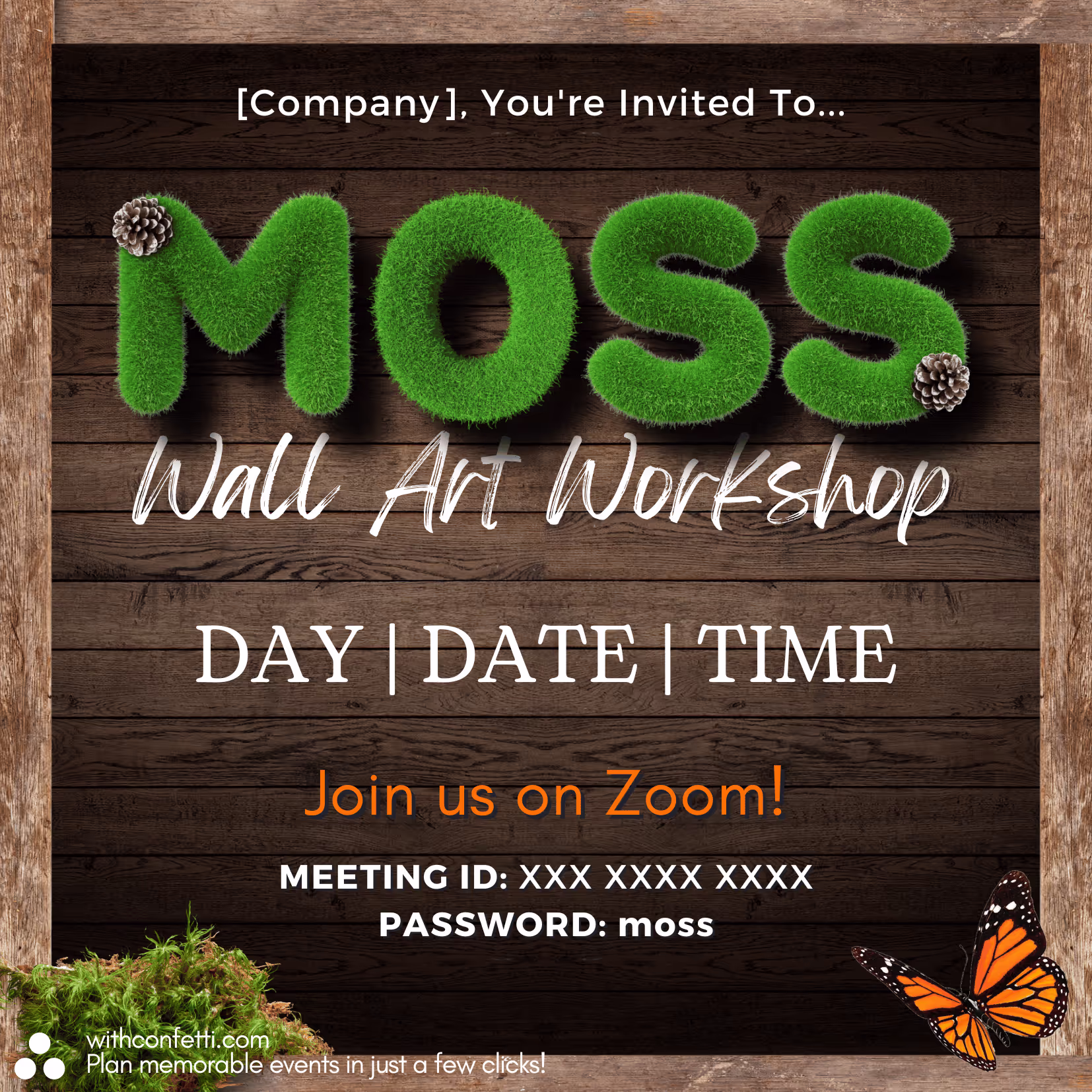 Moss Wall Art Workshop - Event Invitation Sample