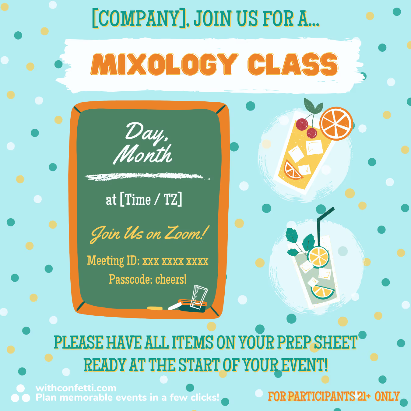 BYO Mixology Class - Event Invitation Sample
