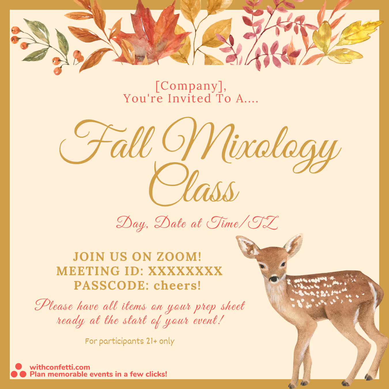 Fall Mixology Class - Event Invitation Sample