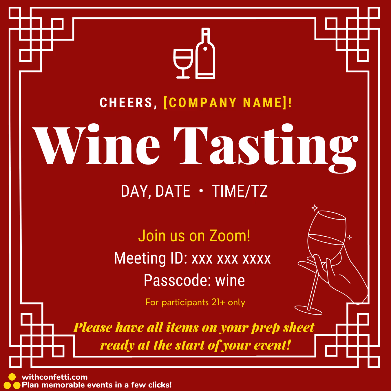 BYO Wine Tasting - Event Invitation Sample