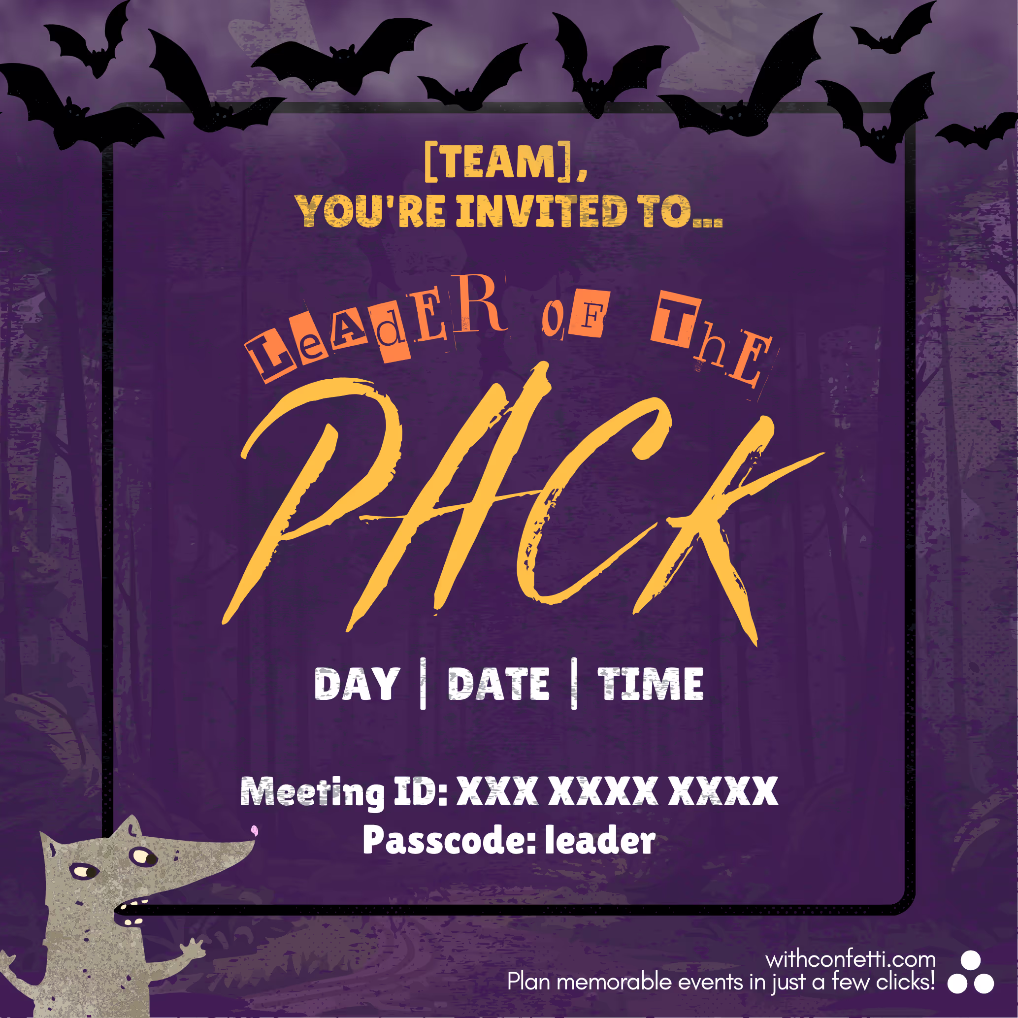Halloween Leader of the Pack - Event Invitation Sample
