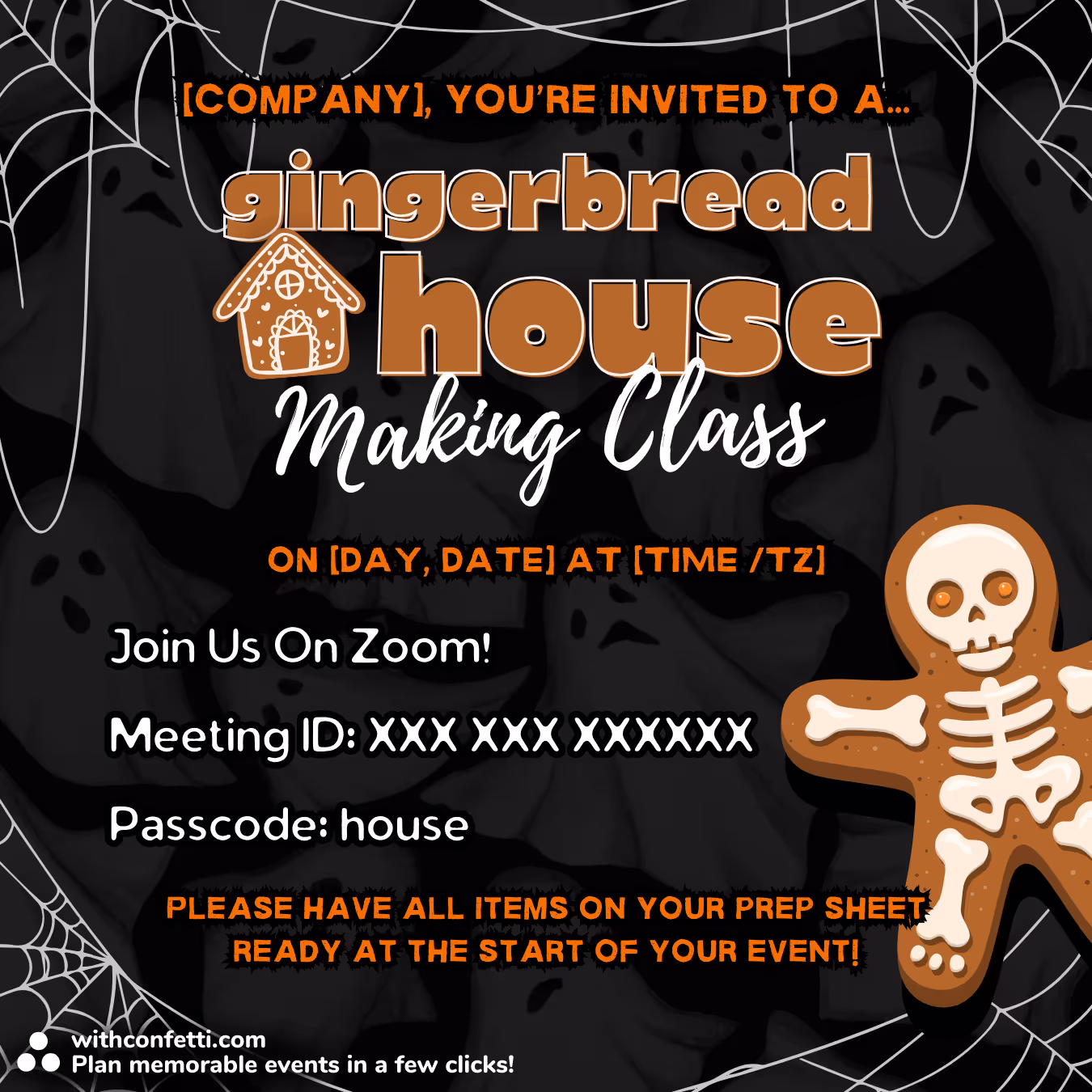 Halloween Gingerbread House Making Class - Event Invitation Sample 