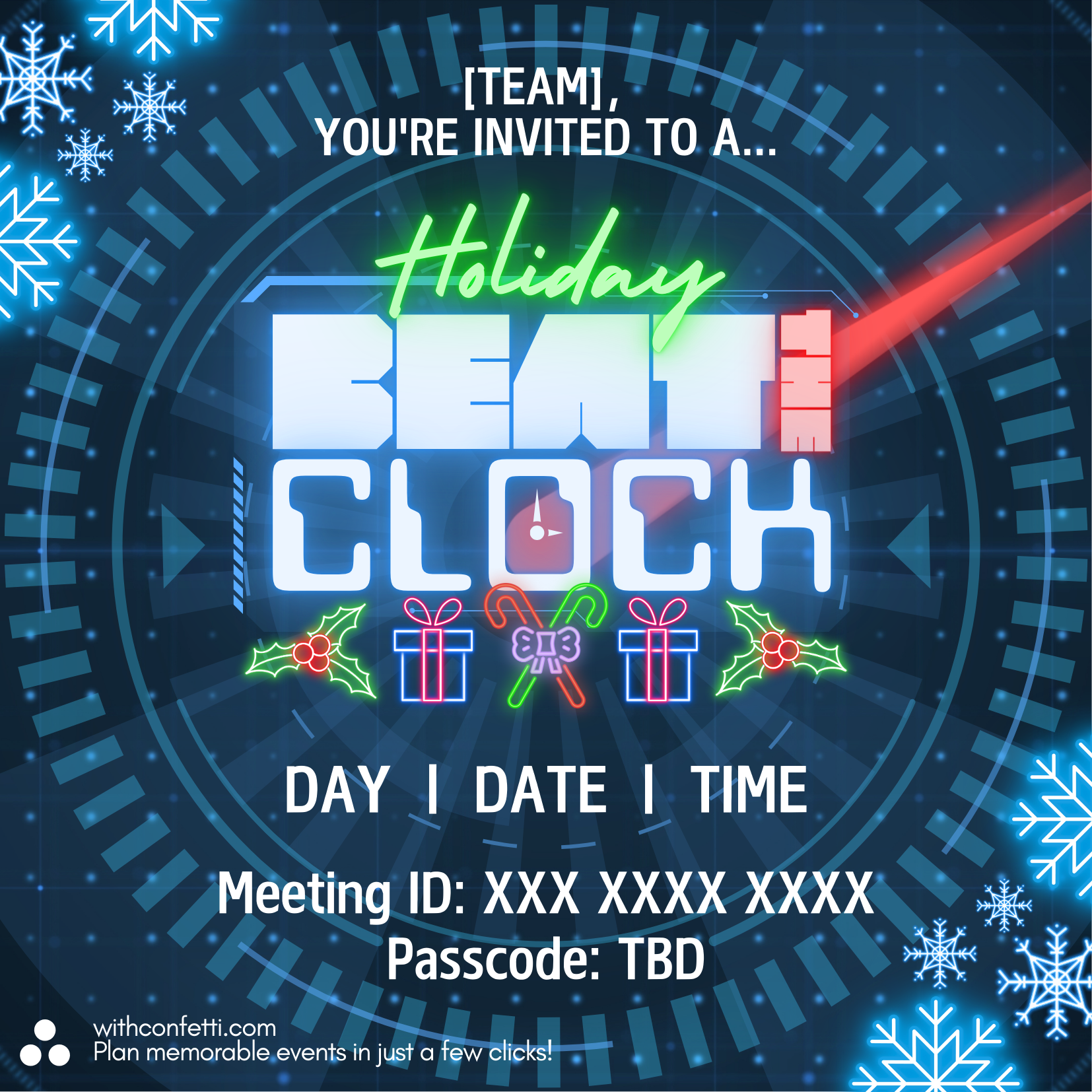 Holiday Beat the Clock - Event Invitation Sample