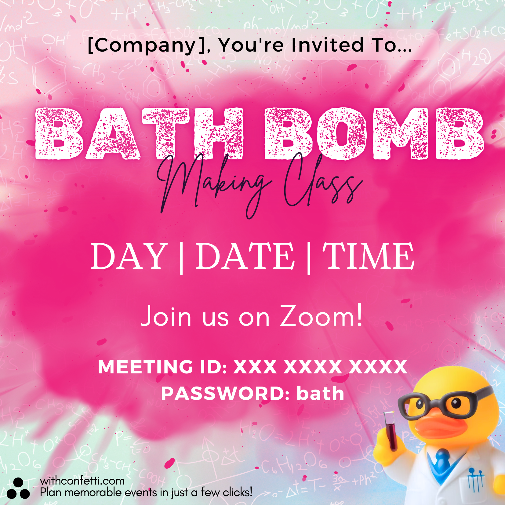 Bath Bomb Making Class - Event Invitation Sample