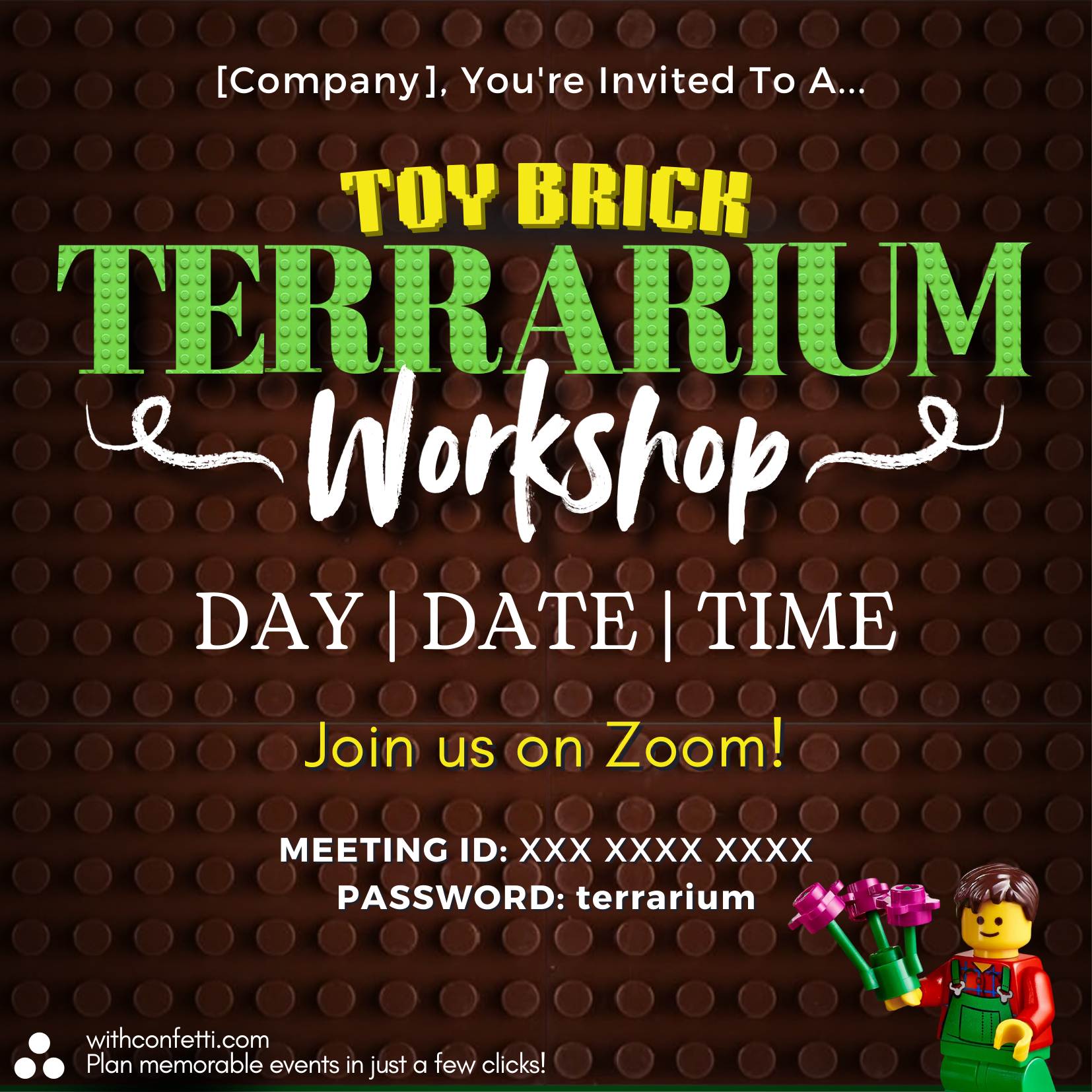 Toy Brick Terrarium Workshop - Event Invitation Sample