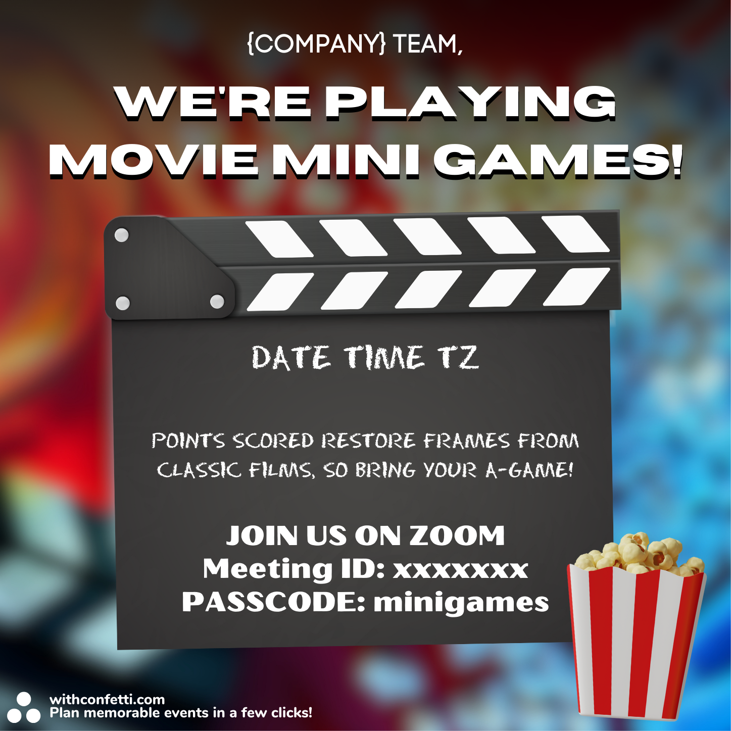 Movie Mini Games - Event Invitation Sample