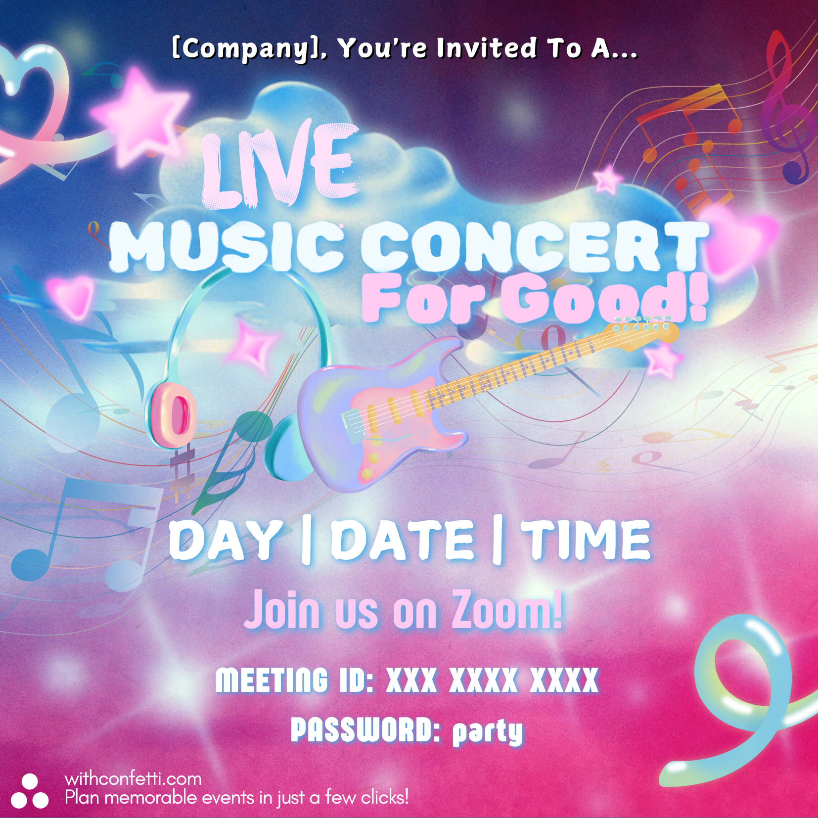 Live Music Concert for Good - Event Invitation Sample