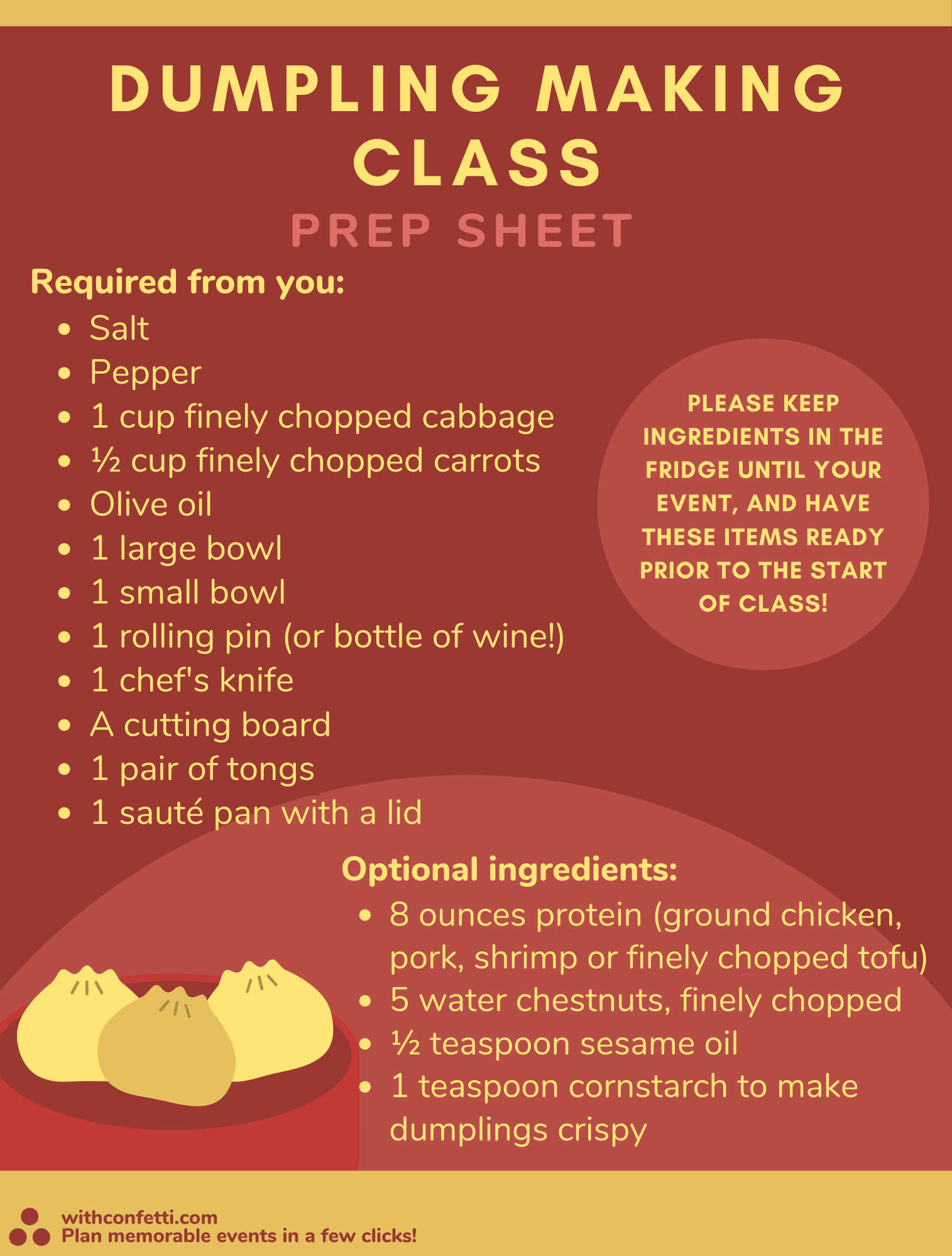 Dumpling Prep List
