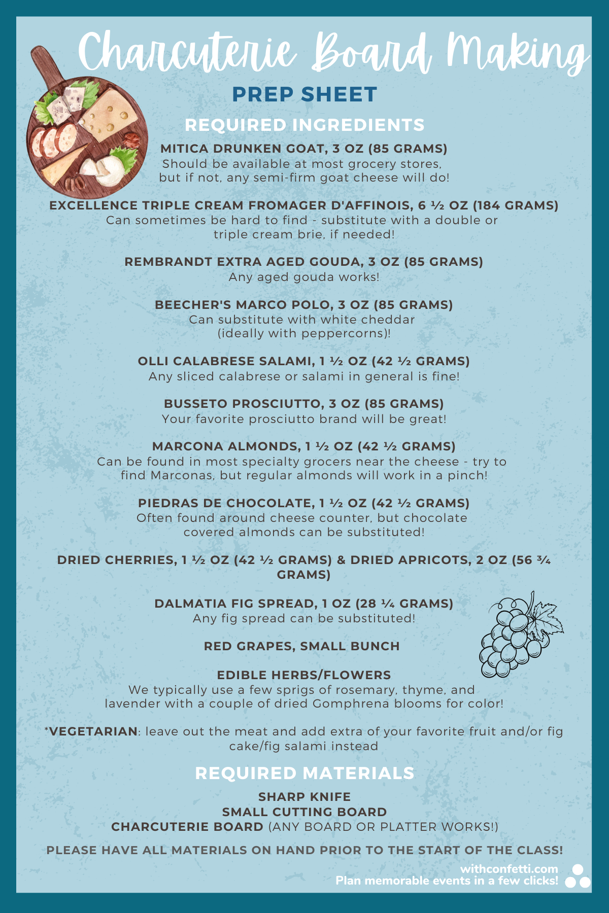 Charcuterie Board Prep List