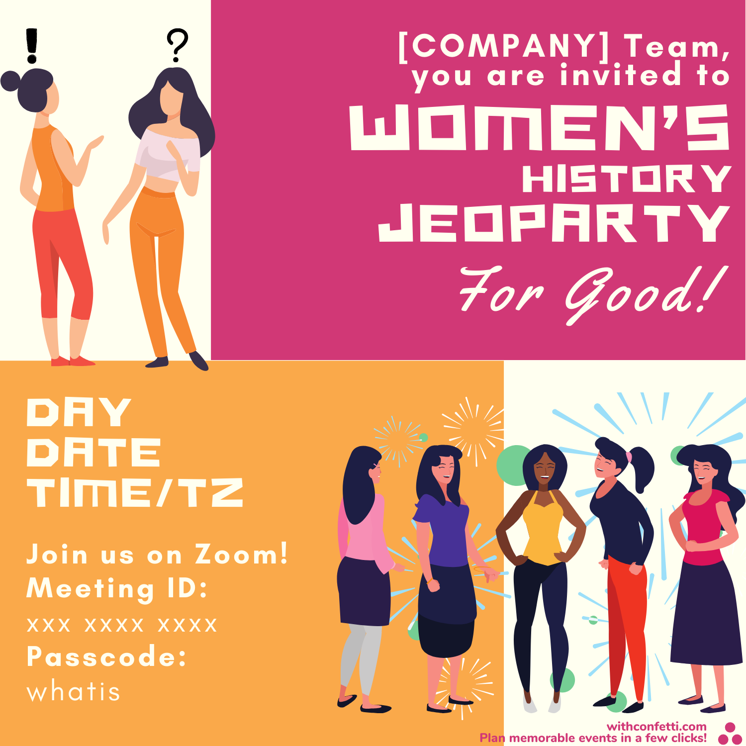 Women's History Jeoparty for Good - Event Invitation Sample
