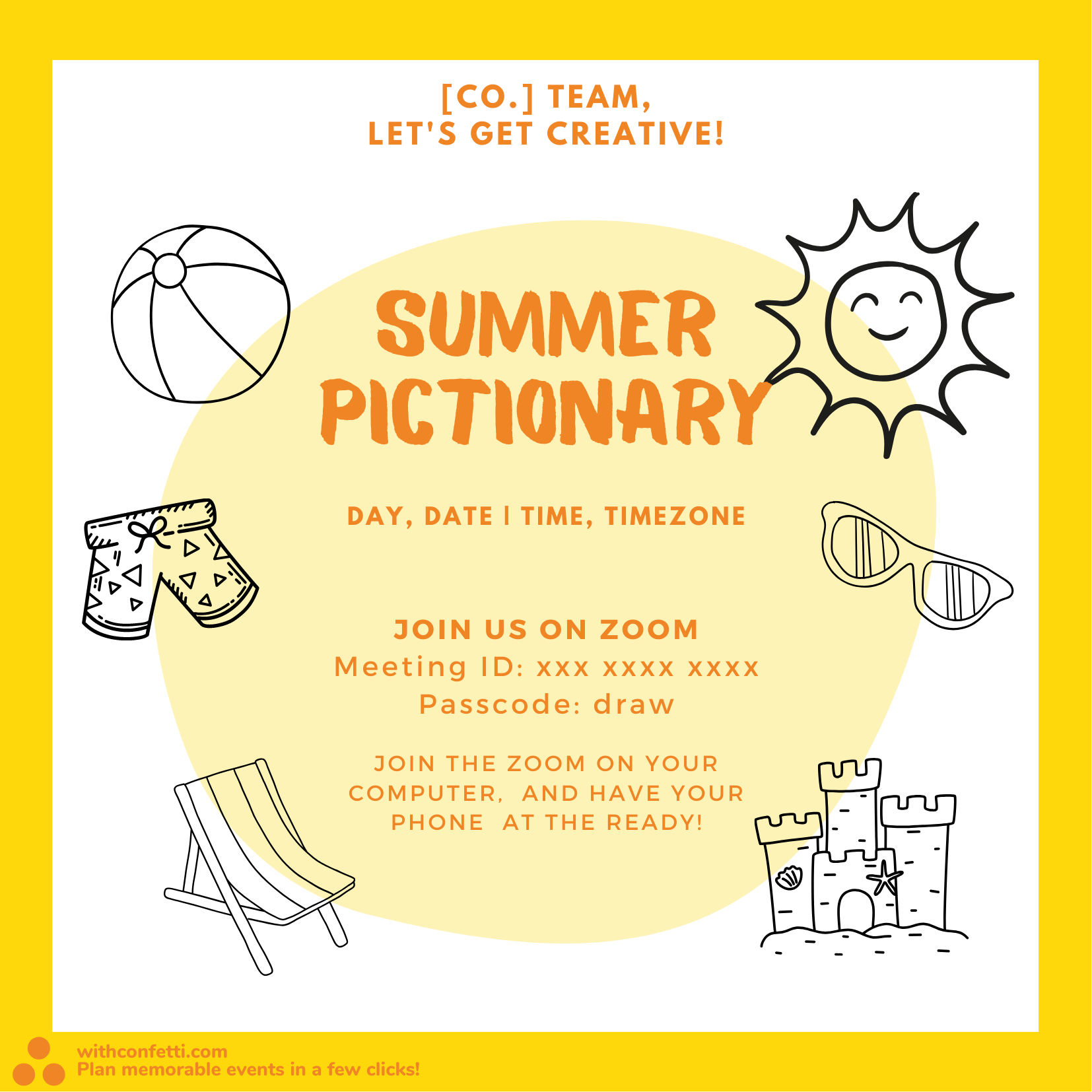 Summer Pictionary - Event Invitation Sample