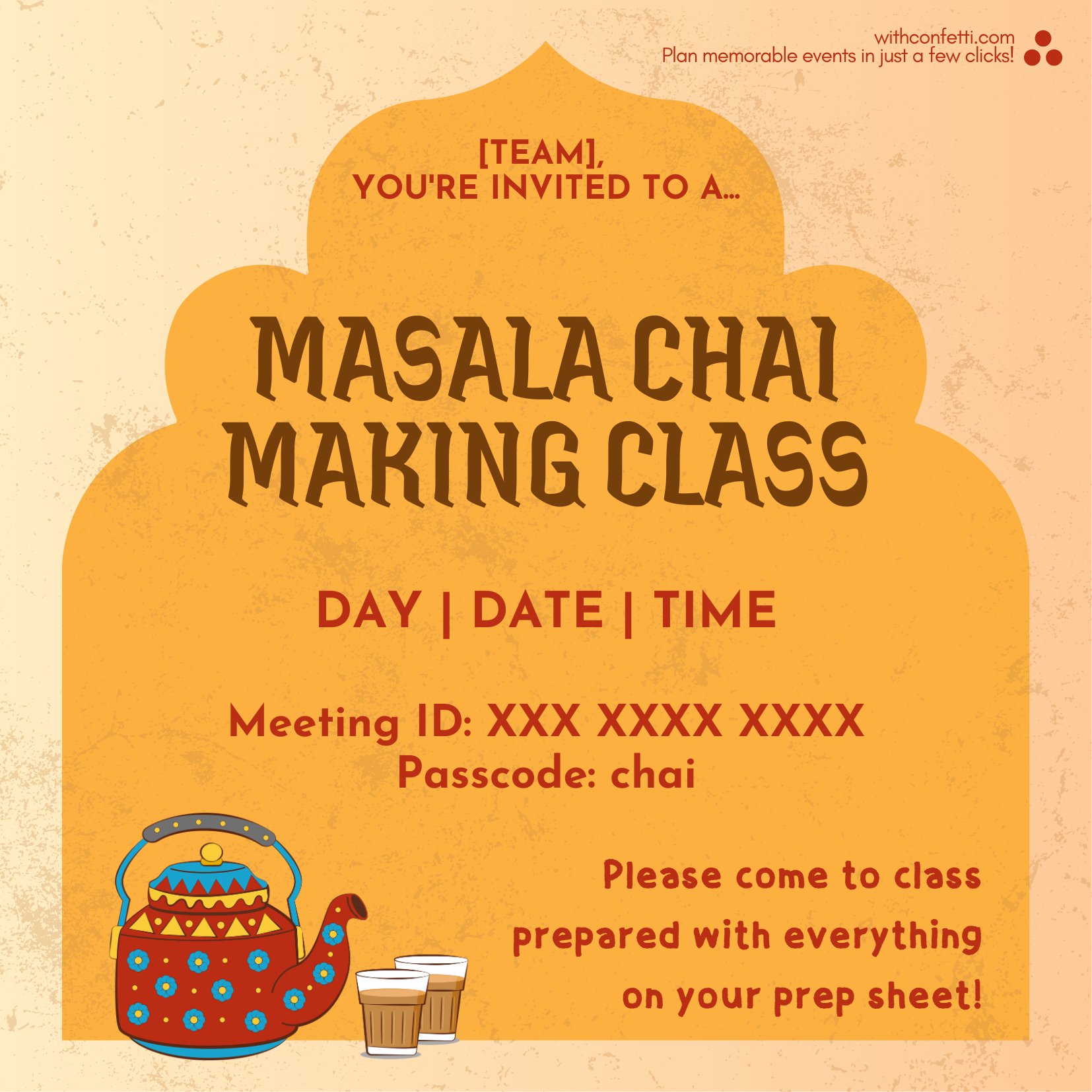 Masala Chai Making Class - Event Invitation Sample