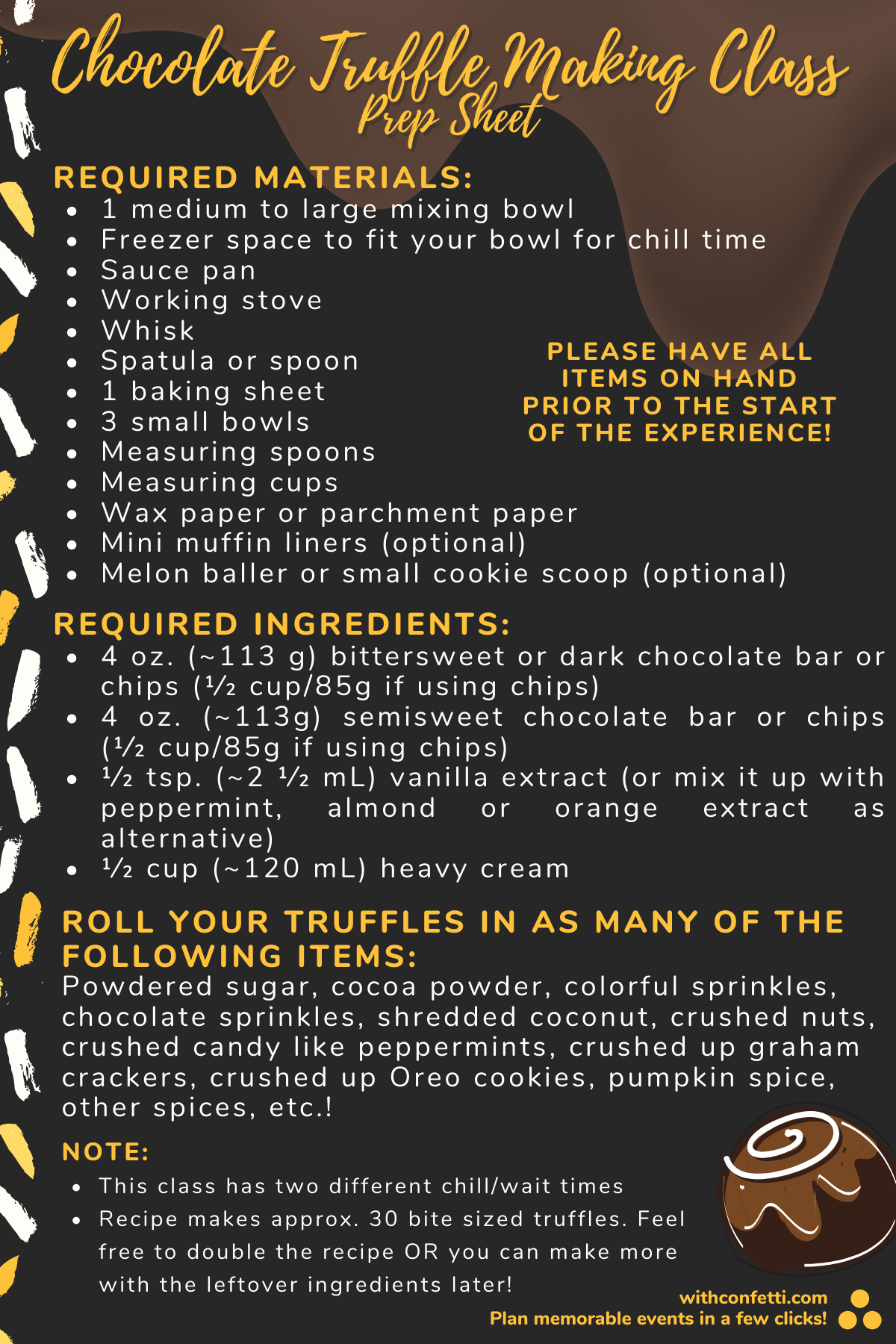 BYO Chocolate Truffle Making Prep List