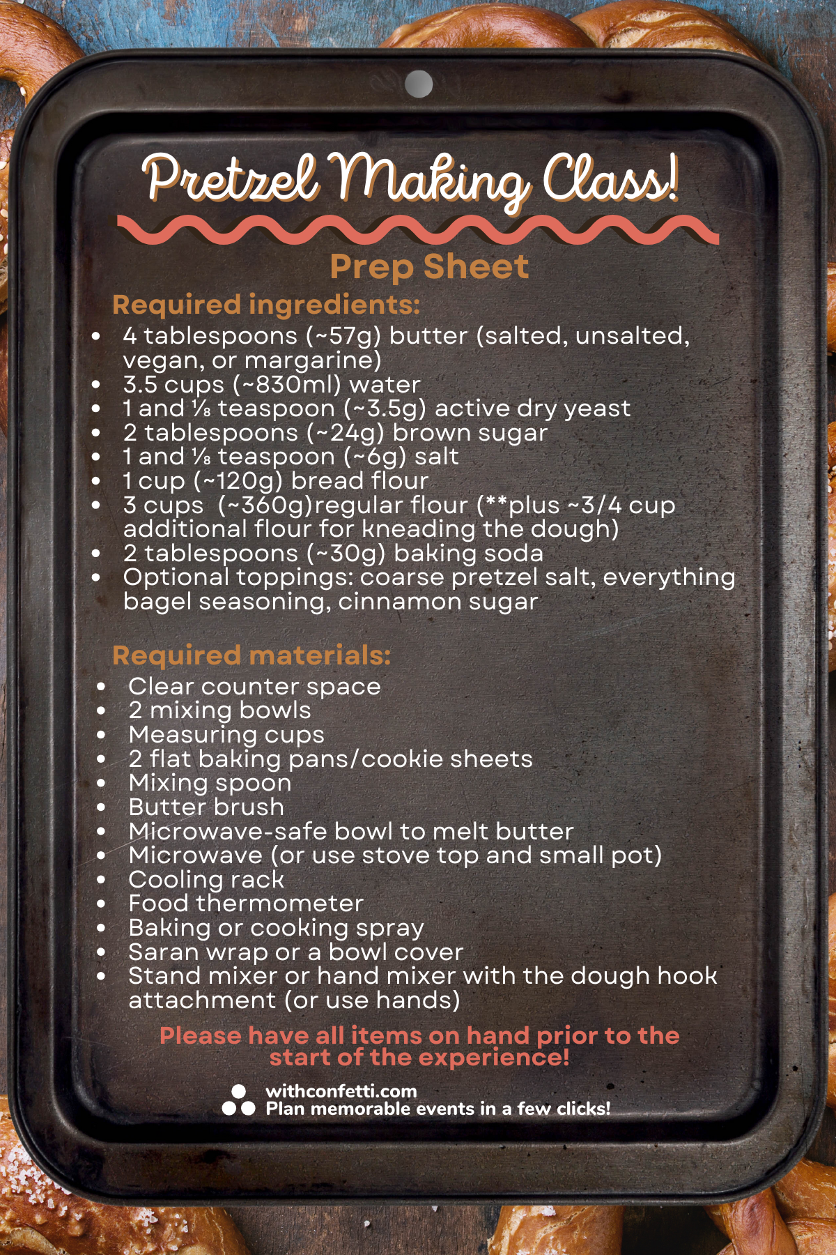 BYO Pretzel Prep List
