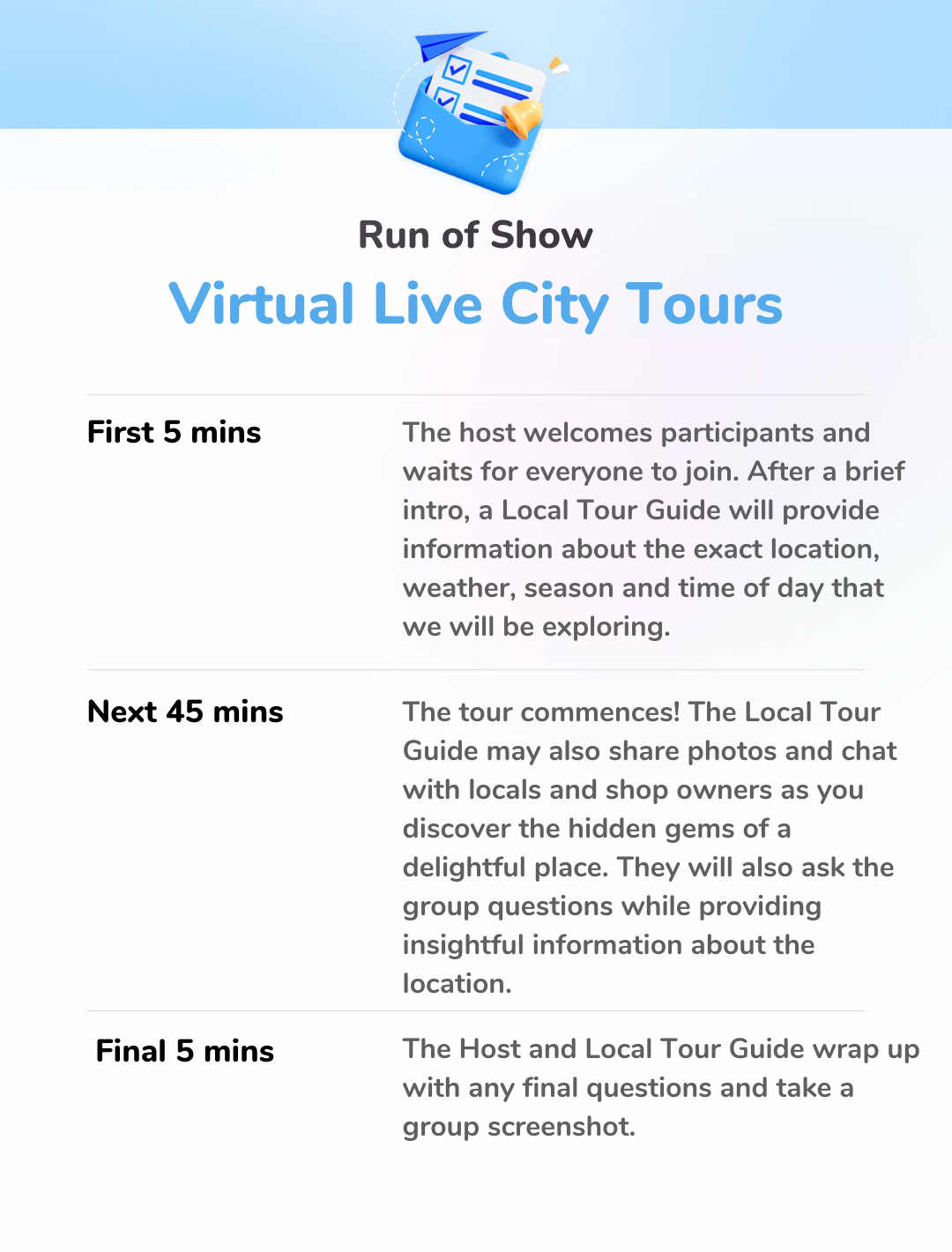 Live City Tours - Run of Show