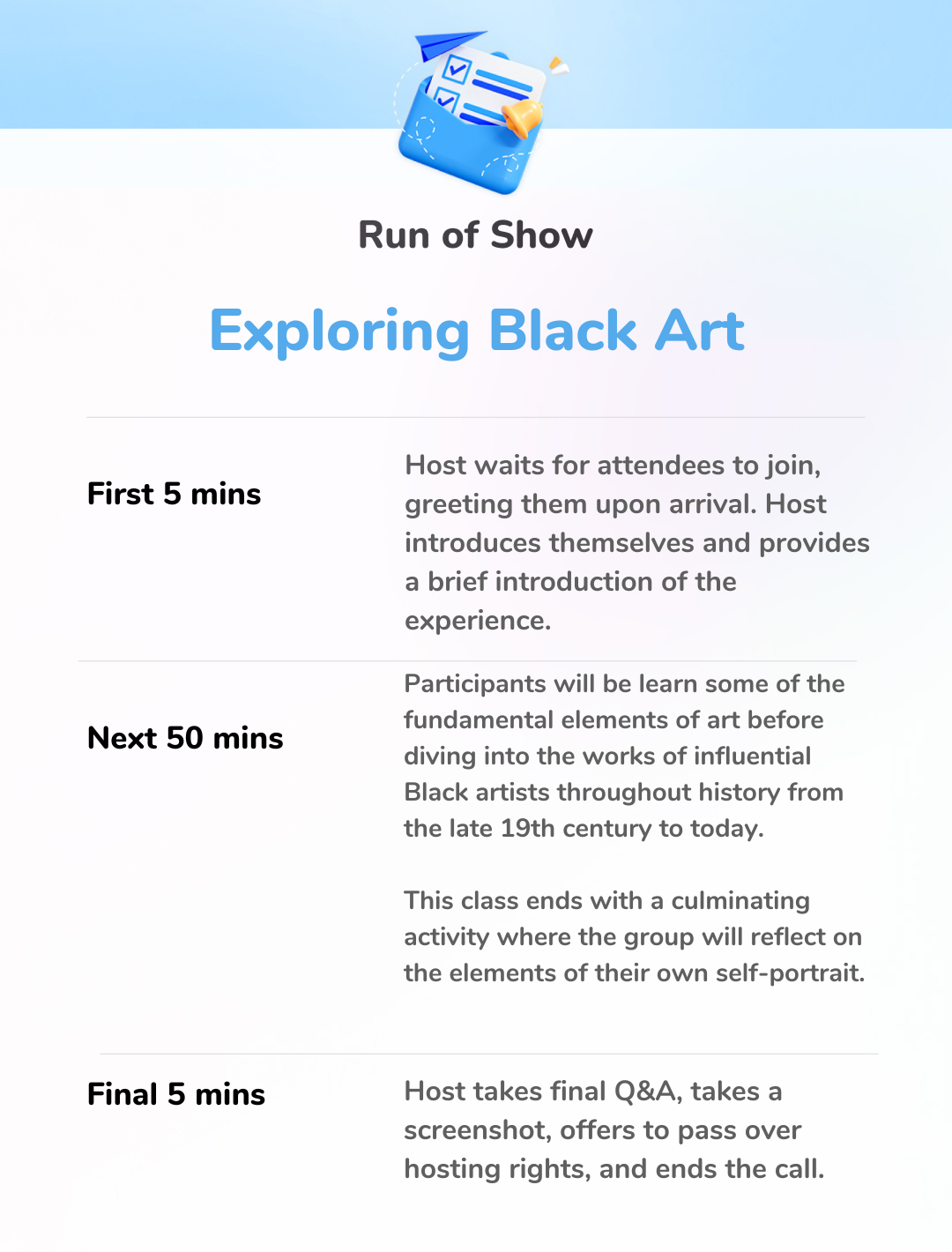 Exploring Black Art - Run of Show