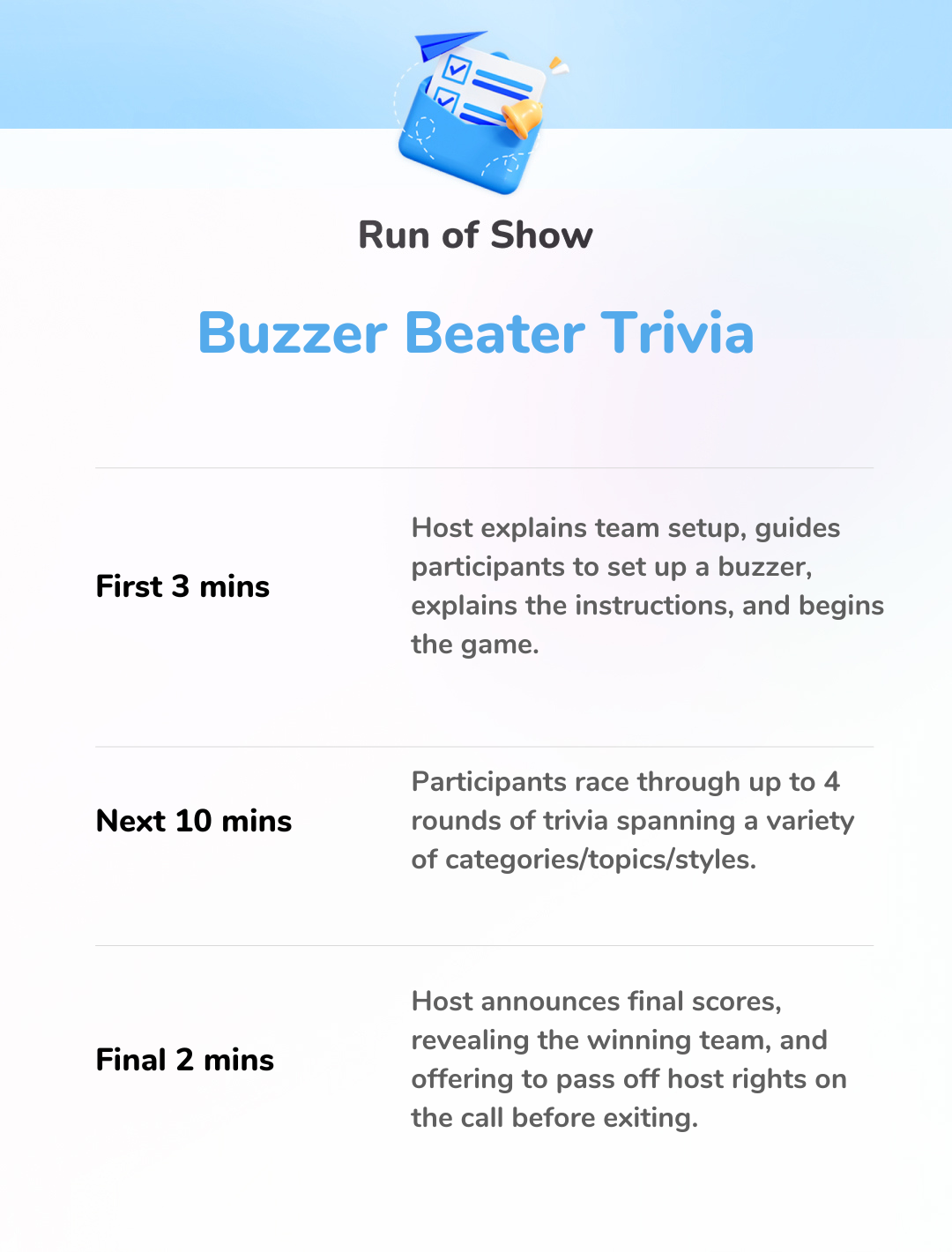 Buzzer Beater - Run of Show