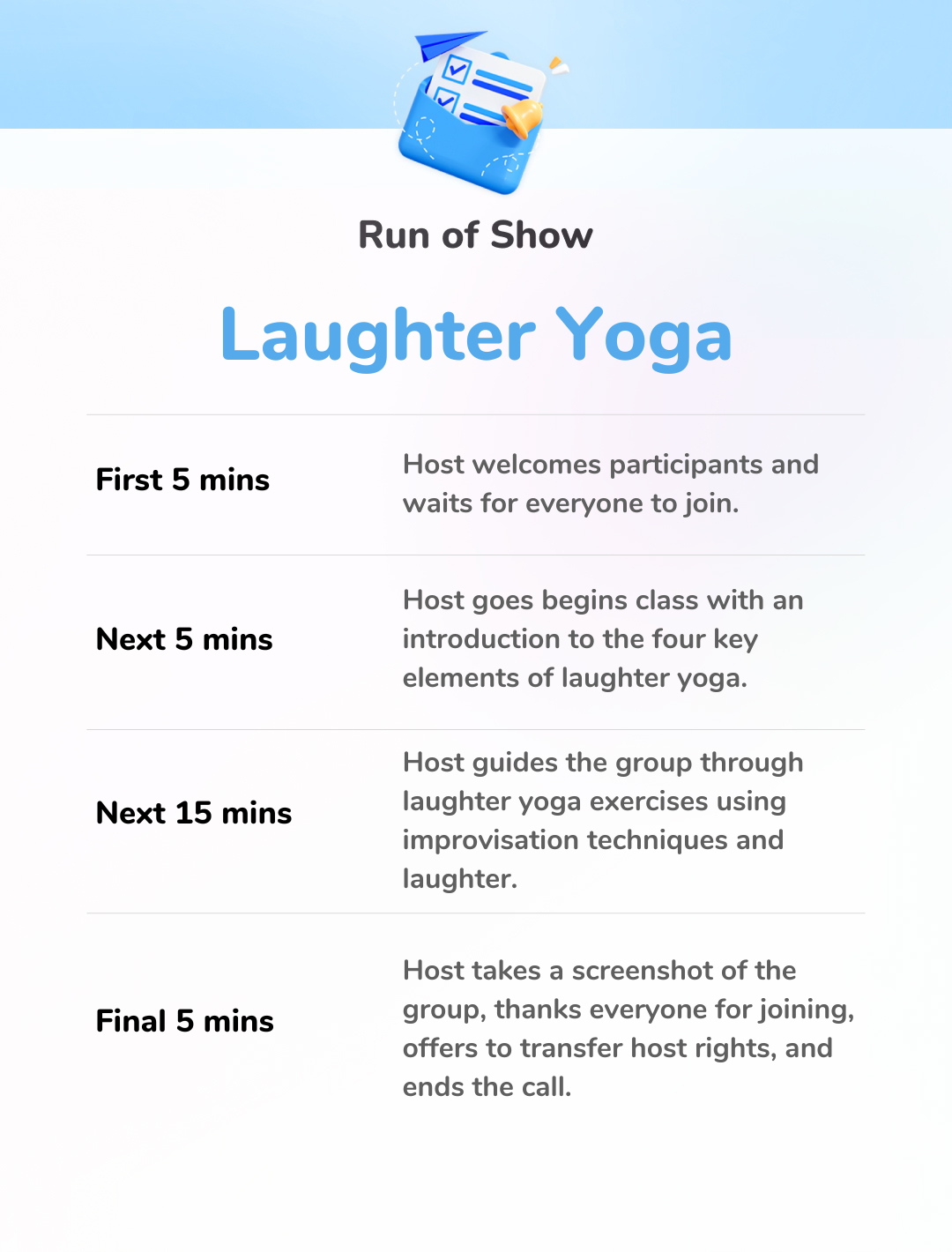 Laughter Yoga - Run of Show